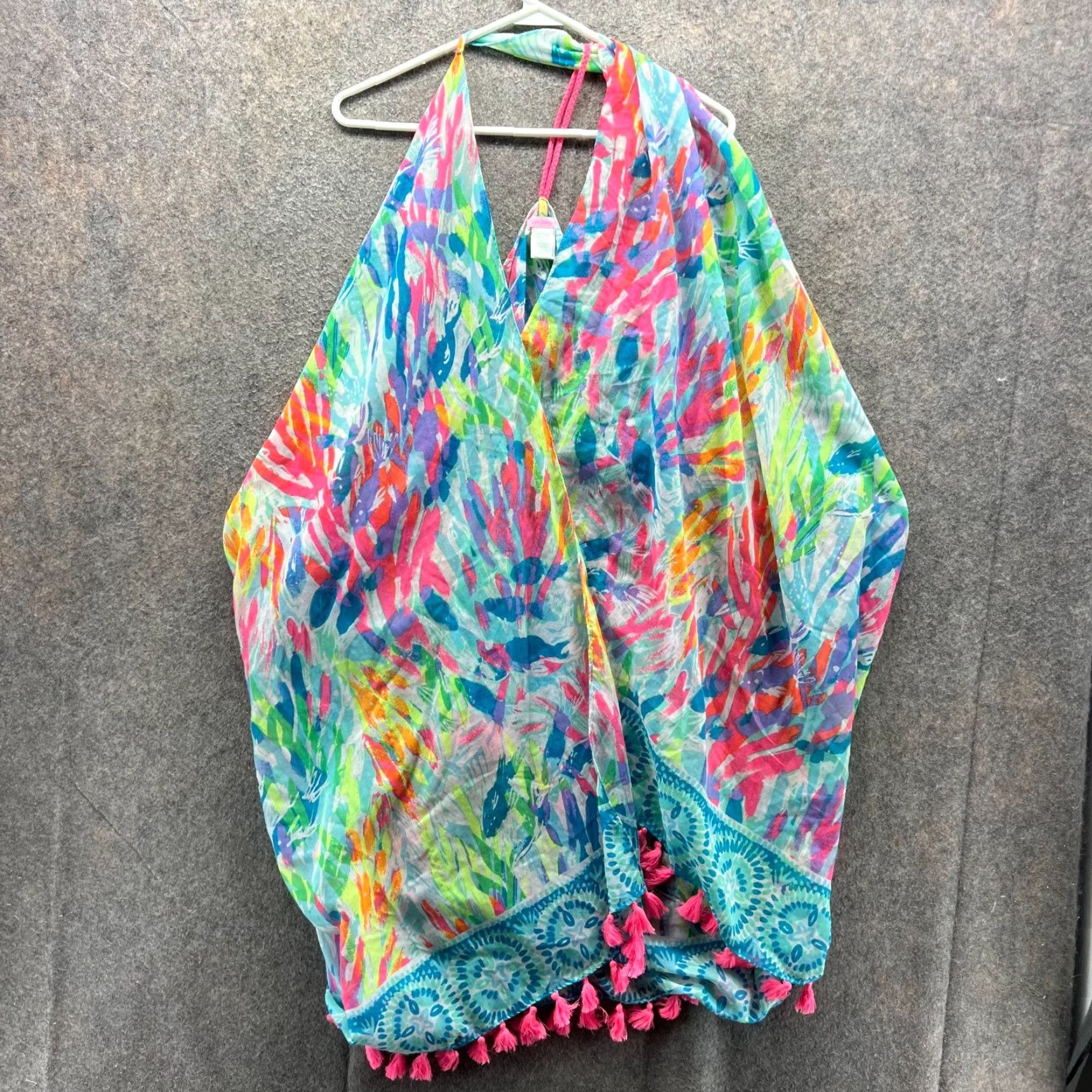 Lilly Pulitzer Lilly Pulitzer Cover Up Women Medium Multicolor Sheer Floral Tassel Trim Boho Size M / US 6-8 / IT 42-44 - 2 Thumbnail