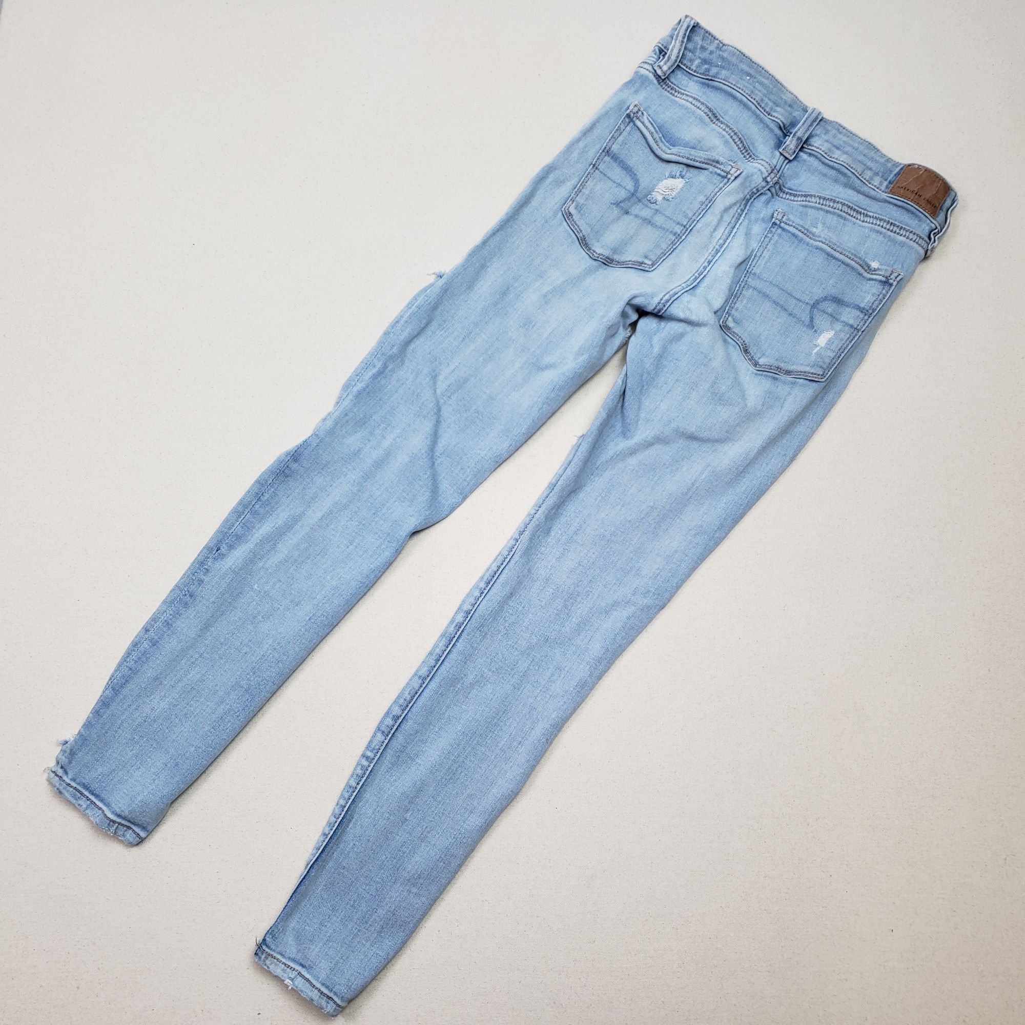 American Eagle Outfitters American Eagle Women's Distressed Straight Leg Blue Jeans 2 Size 24" / US 00 / IT 34 - 4 Thumbnail