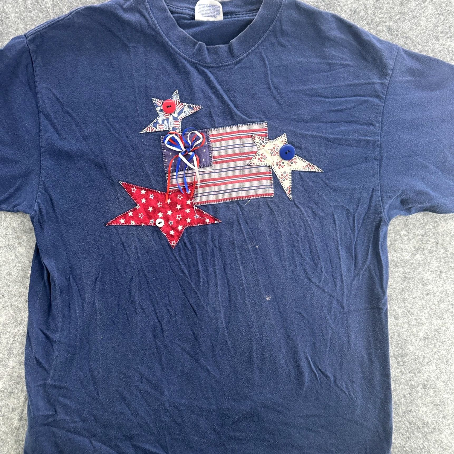 Hanes VINTAGE Hanes Beefy-T Patriotic Flag Shirt Mens Large Blue Red Star USA 90s Tee Size US L / EU 52-54 / 3 - 4 Thumbnail