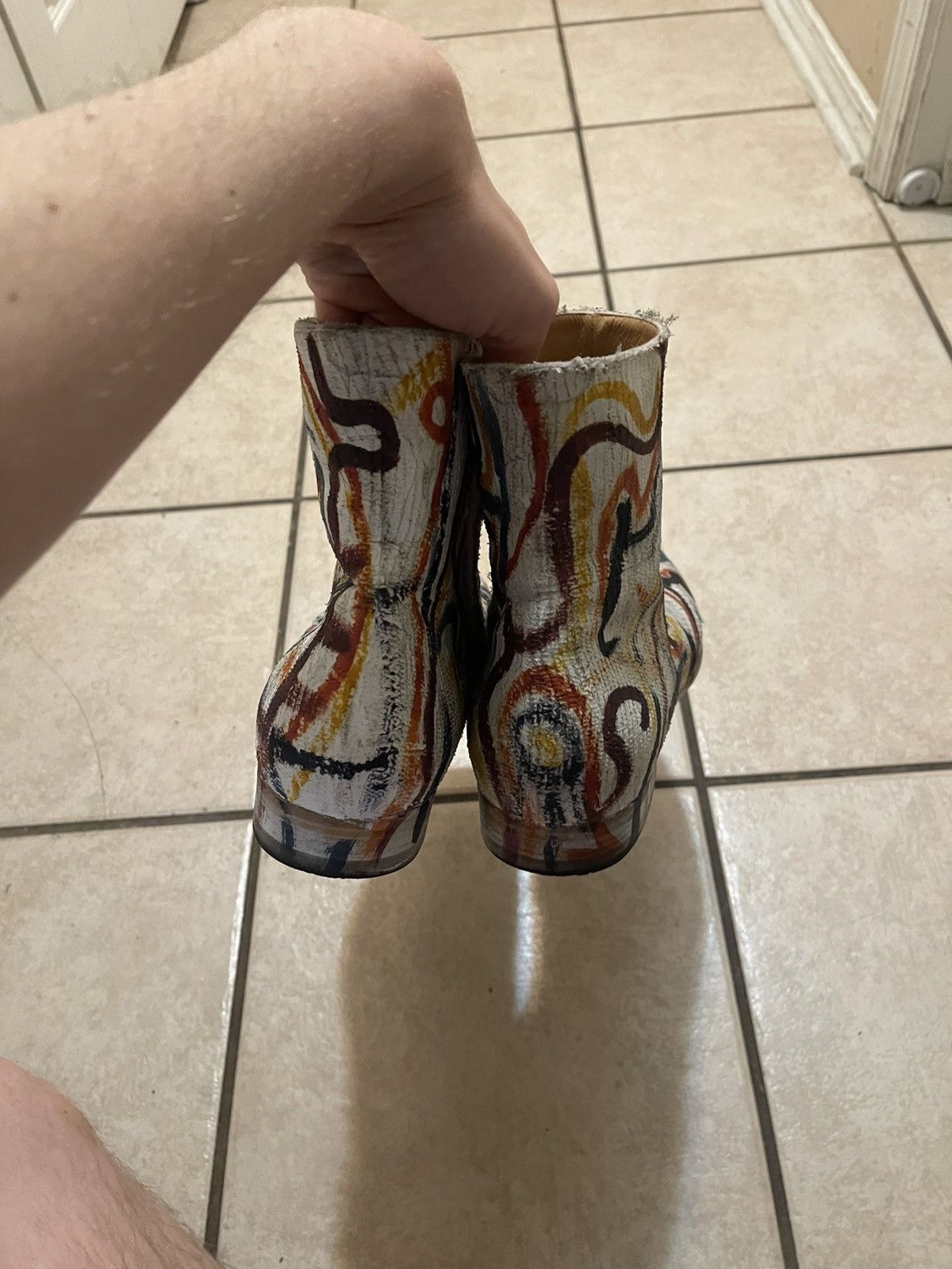 Maison Margiela Maison Margiela A/W 2015 Painted Artisanal Zip Boots Size 43 Size US 10.5 / EU 43-44 - 13 Thumbnail