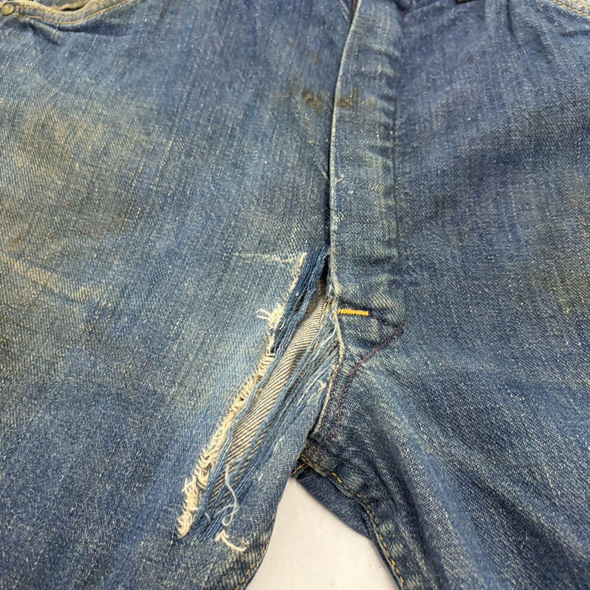 Other Vintage 50s Blue Bell? Dark Distressed Workwear Jeans 27x28 Size 27" / US 4 / IT 40 - 2 Thumbnail