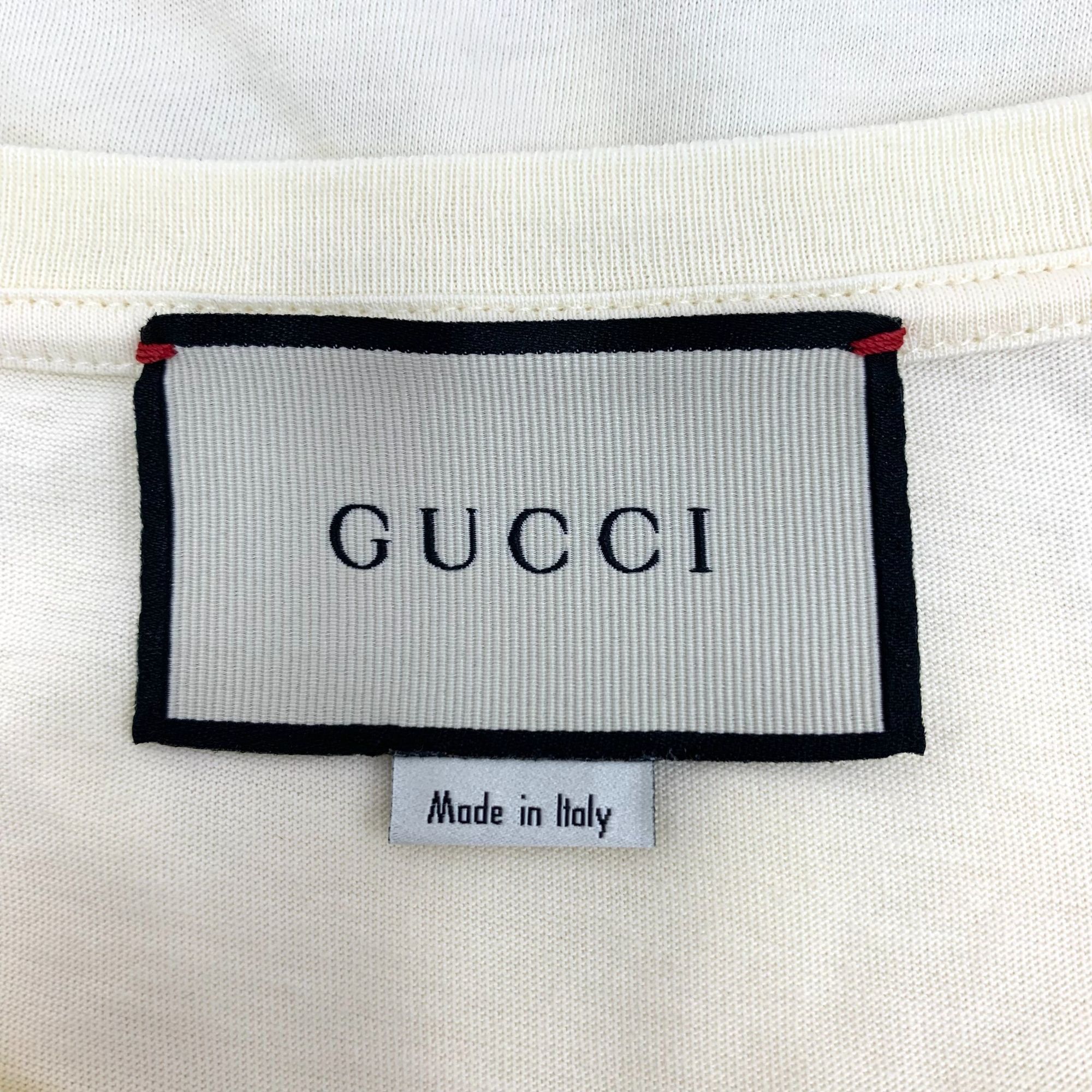 Gucci Gucci Beige Logo "Spiritismo" Rhinestone Cotton Short-Sleeve Size S / US 4 / IT 40 - 2 Thumbnail