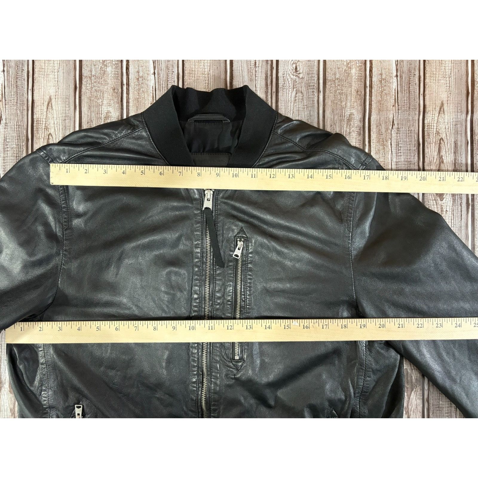 Allsaints All Saints kino Sheep leather Bomber jacket size L color Bla Size US L / EU 52-54 / 3 - 7 Thumbnail