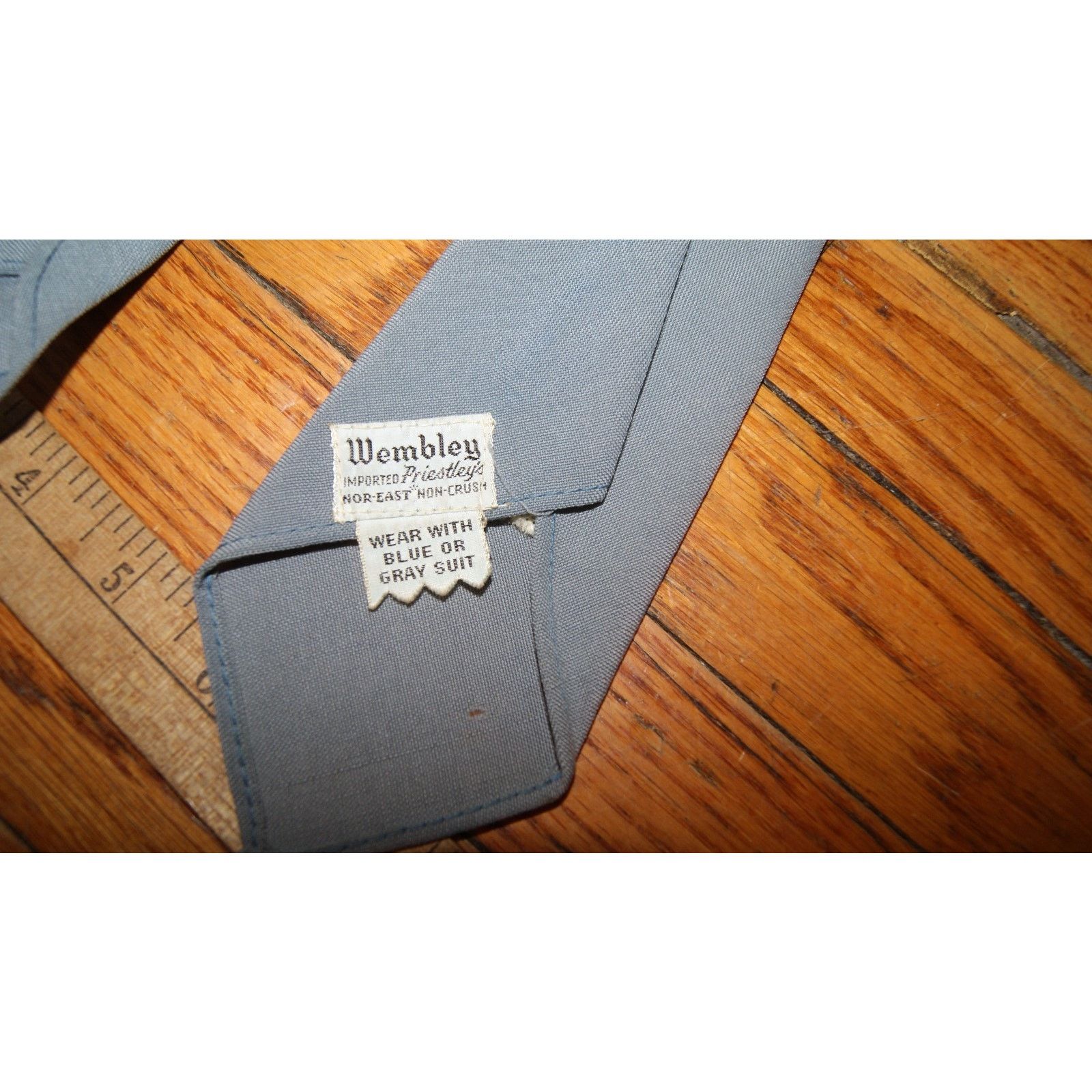 Vintage VTG 30s 40s Wembley Gray Cloth Mens Neck Tie Imported Size ONE SIZE - 2 Thumbnail