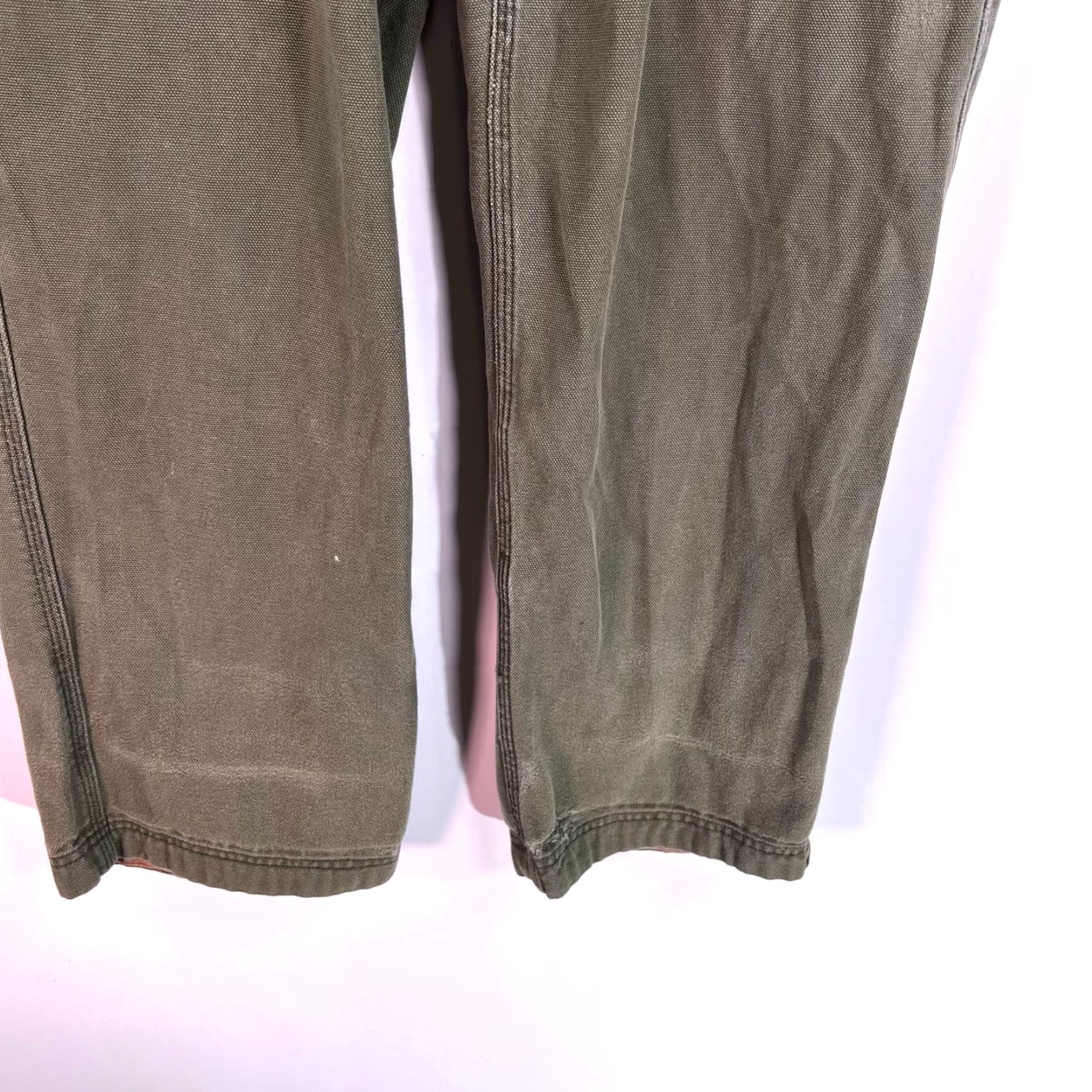 CO DULUTH Canvas Duck Carpenter Jeans Men 36x34 Green Workwear 90s Vintage Logo Mens Pants Regular Fit Green Size US 36 / EU 52 - 4 Thumbnail