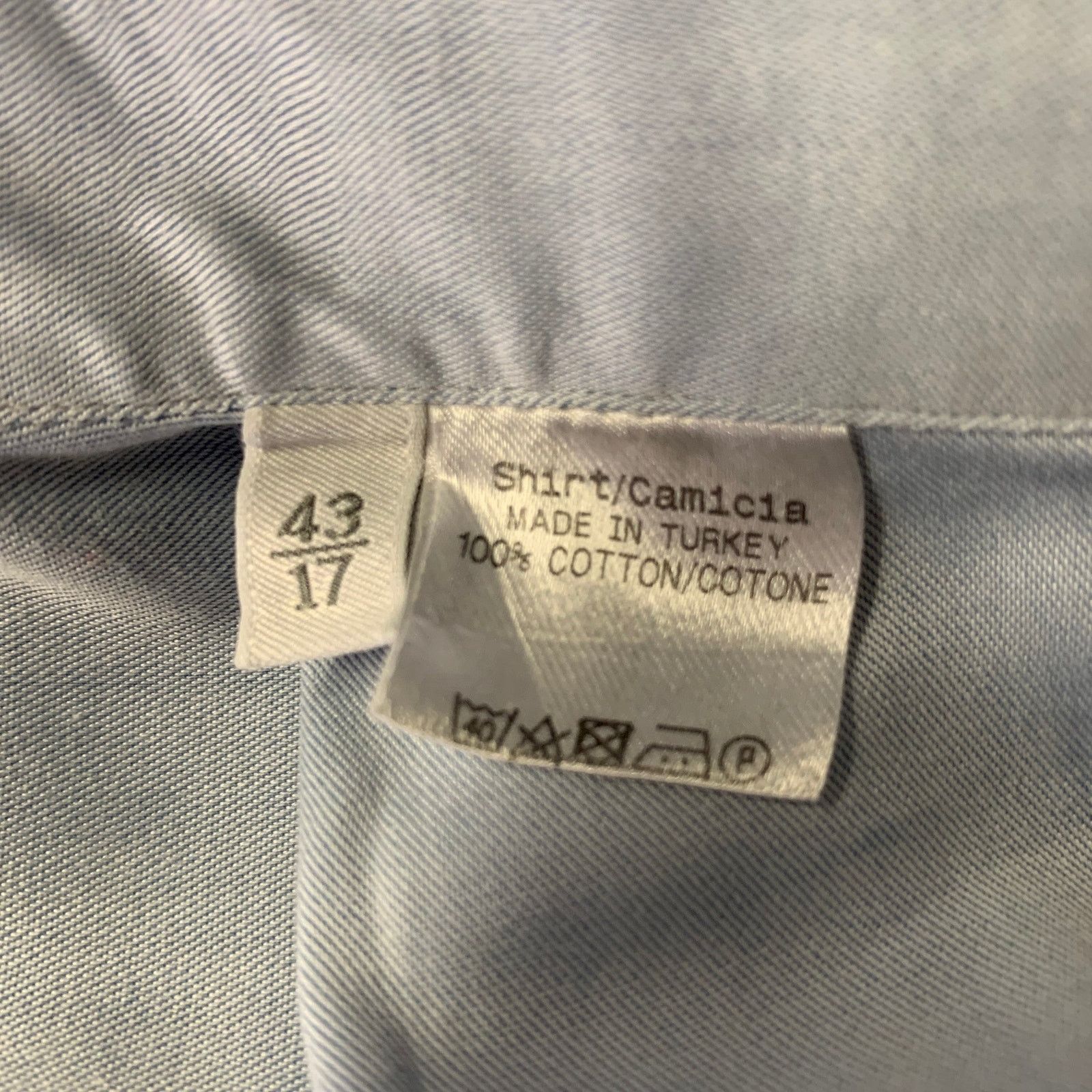Ermenegildo Zegna ERMENEGILDO ZEGNA L Light Blue Heather Cotton LS Shirt Size 48R - 5 Thumbnail