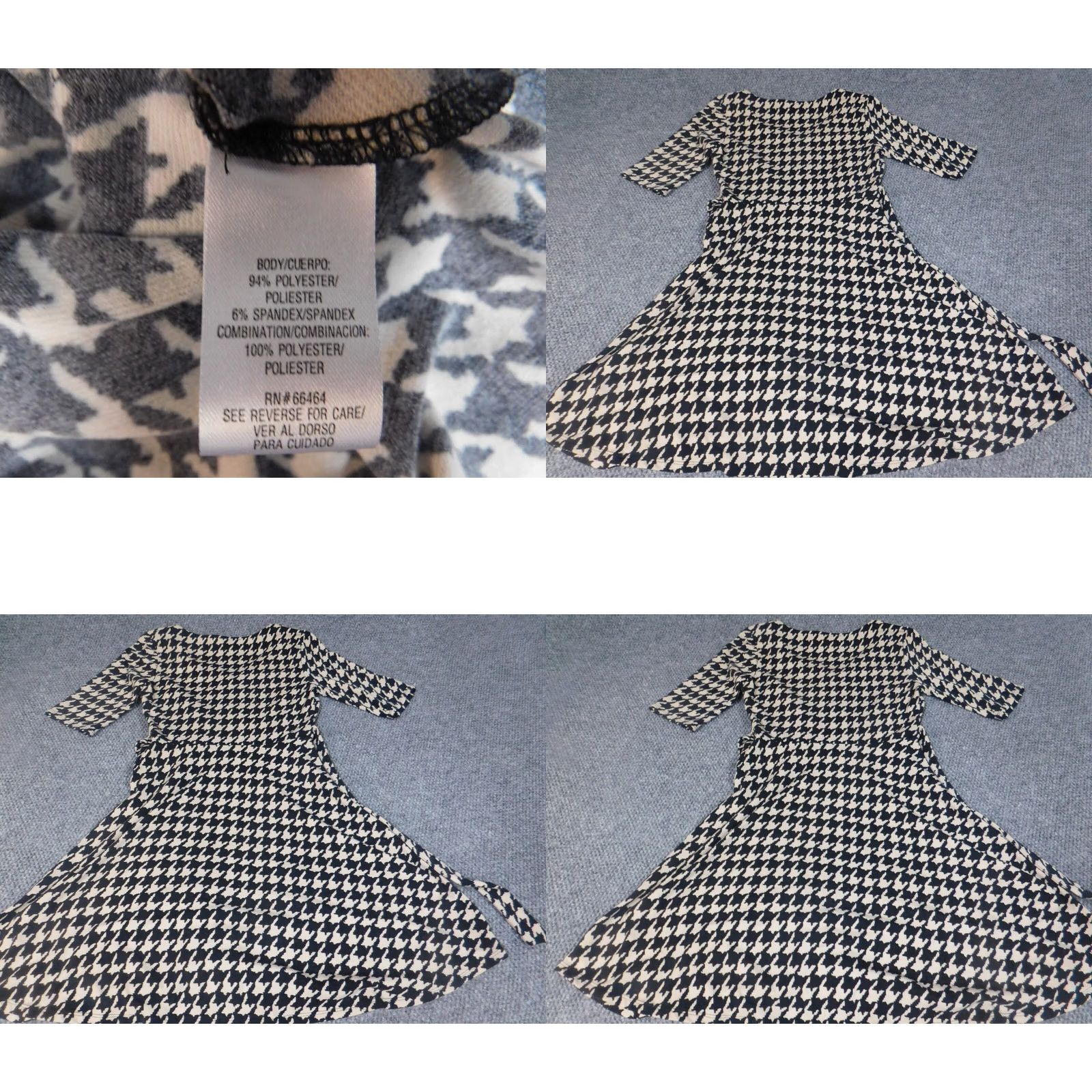 Vintage Sandra Darren Dress Womens 6 Beige A-line Midi Mock Neck Bell Sleeve Pullover Knit Polyester Crochet Geometric Classic Casual Winter Regular Size M / US 6-8 / IT 42-44 - 8 Thumbnail