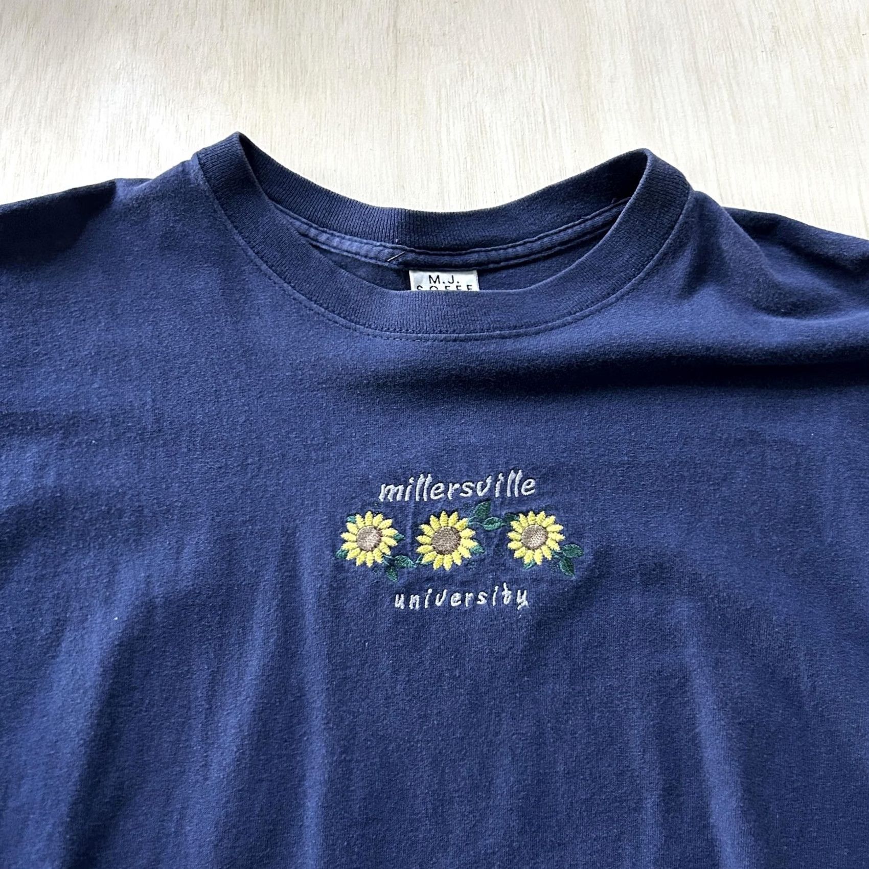 Soffe VINTAGE Millersville University Shirt Mens Large Blue Sunflower Graphic M.J. Soffe Size US L / EU 52-54 / 3 - 2 Thumbnail