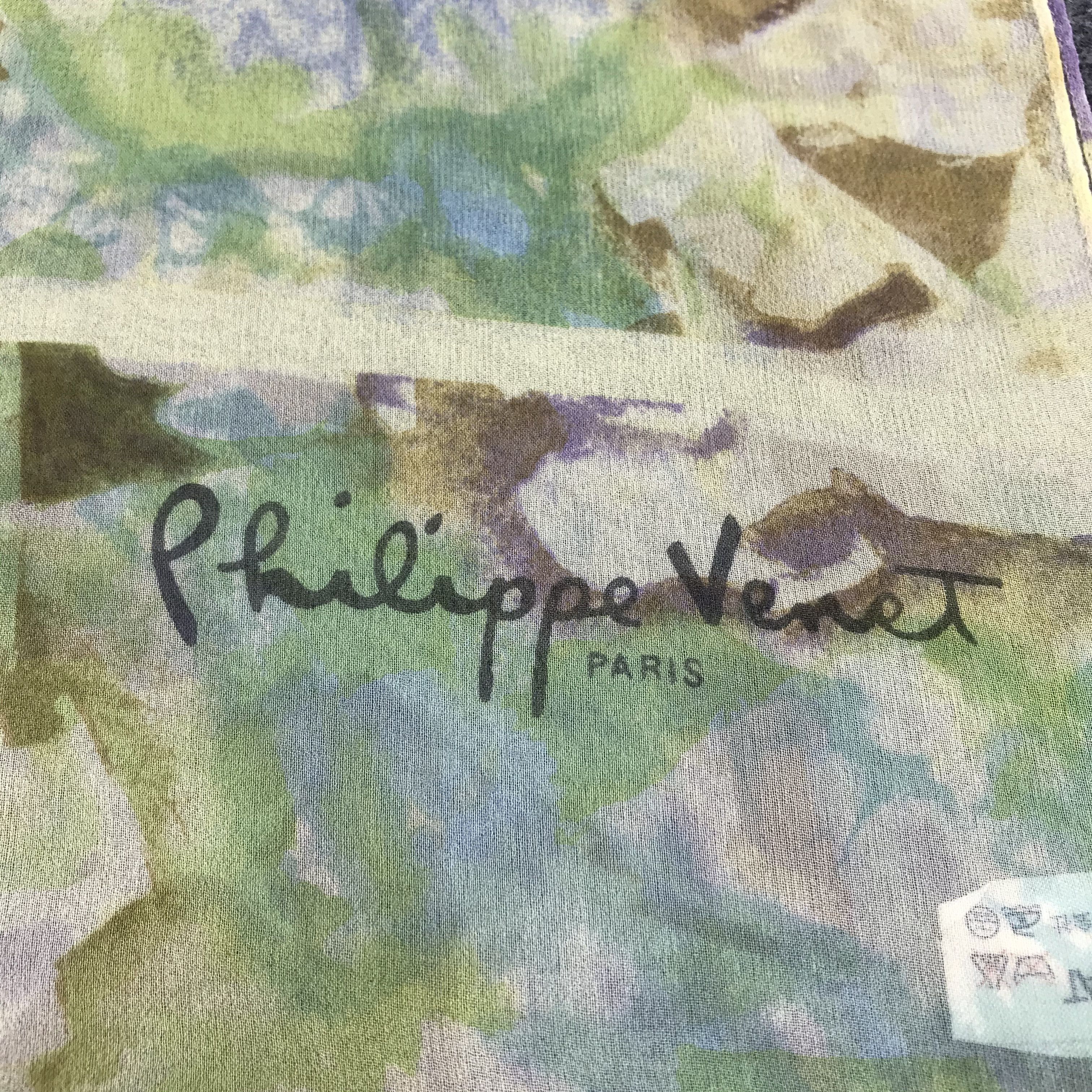 Japanese Brand Philippe V Abstract Design Silk Stole Silk Scarf M87 Size ONE SIZE - 3 Thumbnail
