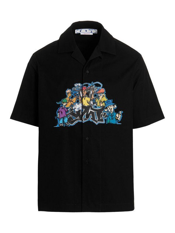 Off-White o1gr1nt1124 Graffiti Pupp Holiday Shirt in Black Size US S / EU 44-46 / 1 - 1 Thumbnail