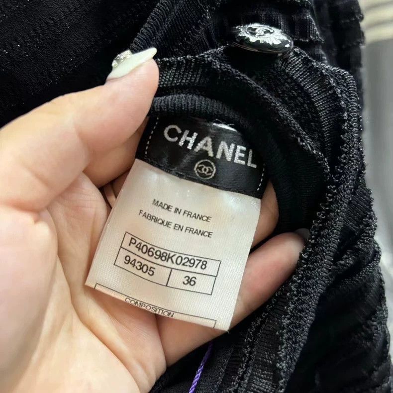 Chanel Chanel Black Dress with Metal Logo Pattern -2505 Size US 36 / EU 52 - 2 Thumbnail