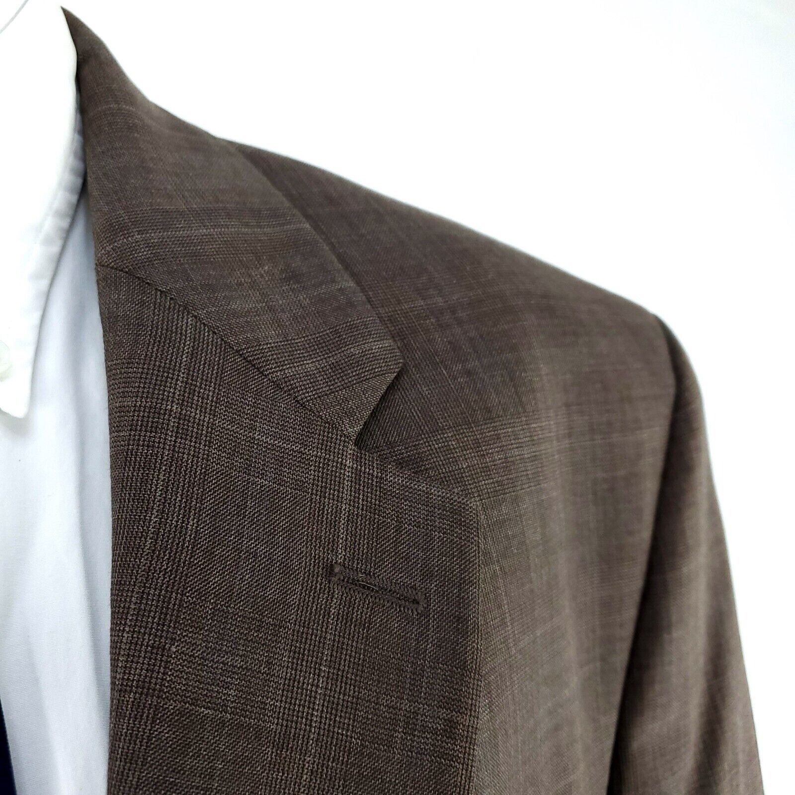Lauren Ralph Lauren Lauren Ralph Lauren Wool 2 Button Blazer 44L Brown Plaid Spo Size 44L - 2 Thumbnail