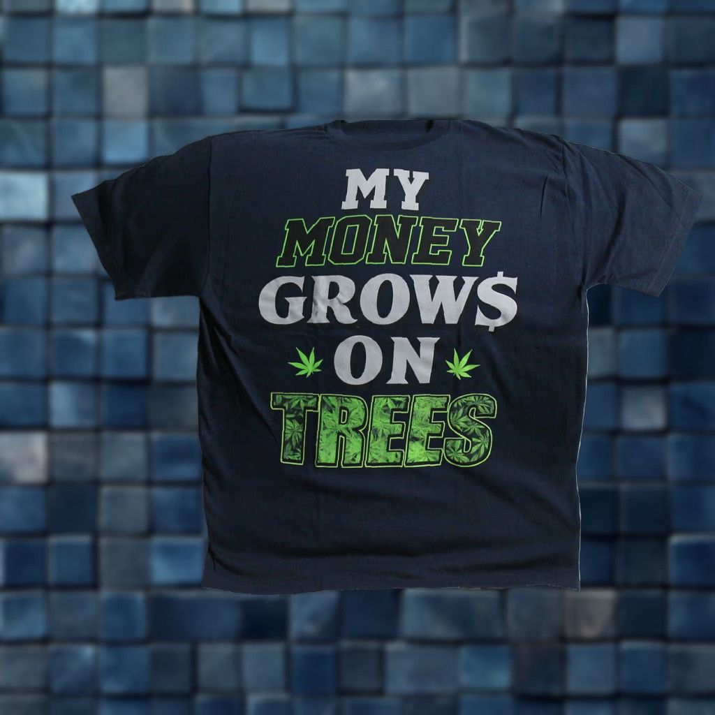 Vintage Marijuana Cannabis Funny Mens Large Dark Blue 100% Cotton T Shirt Size US L / EU 52-54 / 3 - 1 Thumbnail