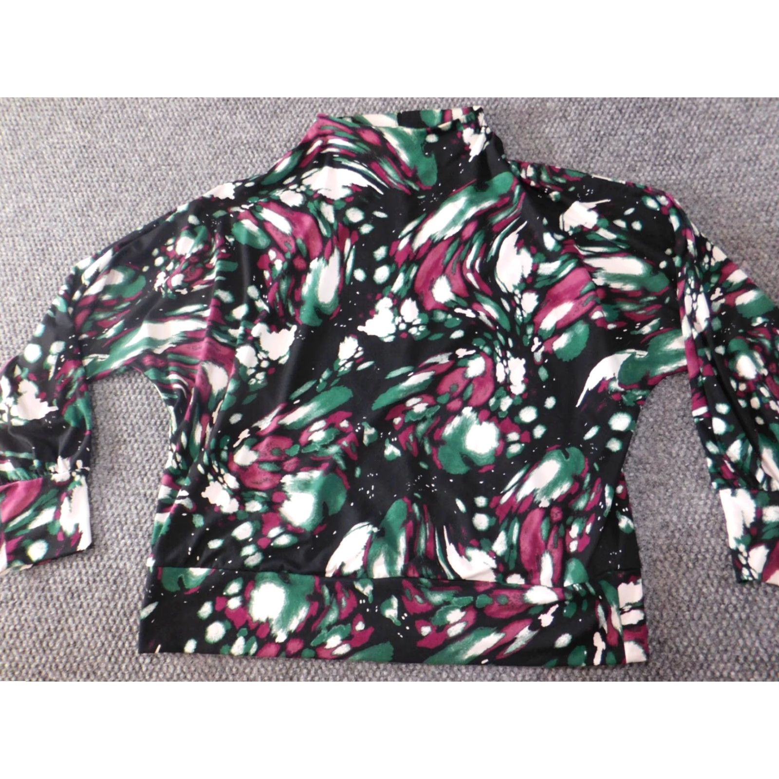 Vintage The Limited Blouse Shirt Womens Medium Green Lightweight Crew Neck Pullover Regular Polyester Spandex Rayon Geometric Casual Classic Size M / US 6-8 / IT 42-44 - 3 Thumbnail
