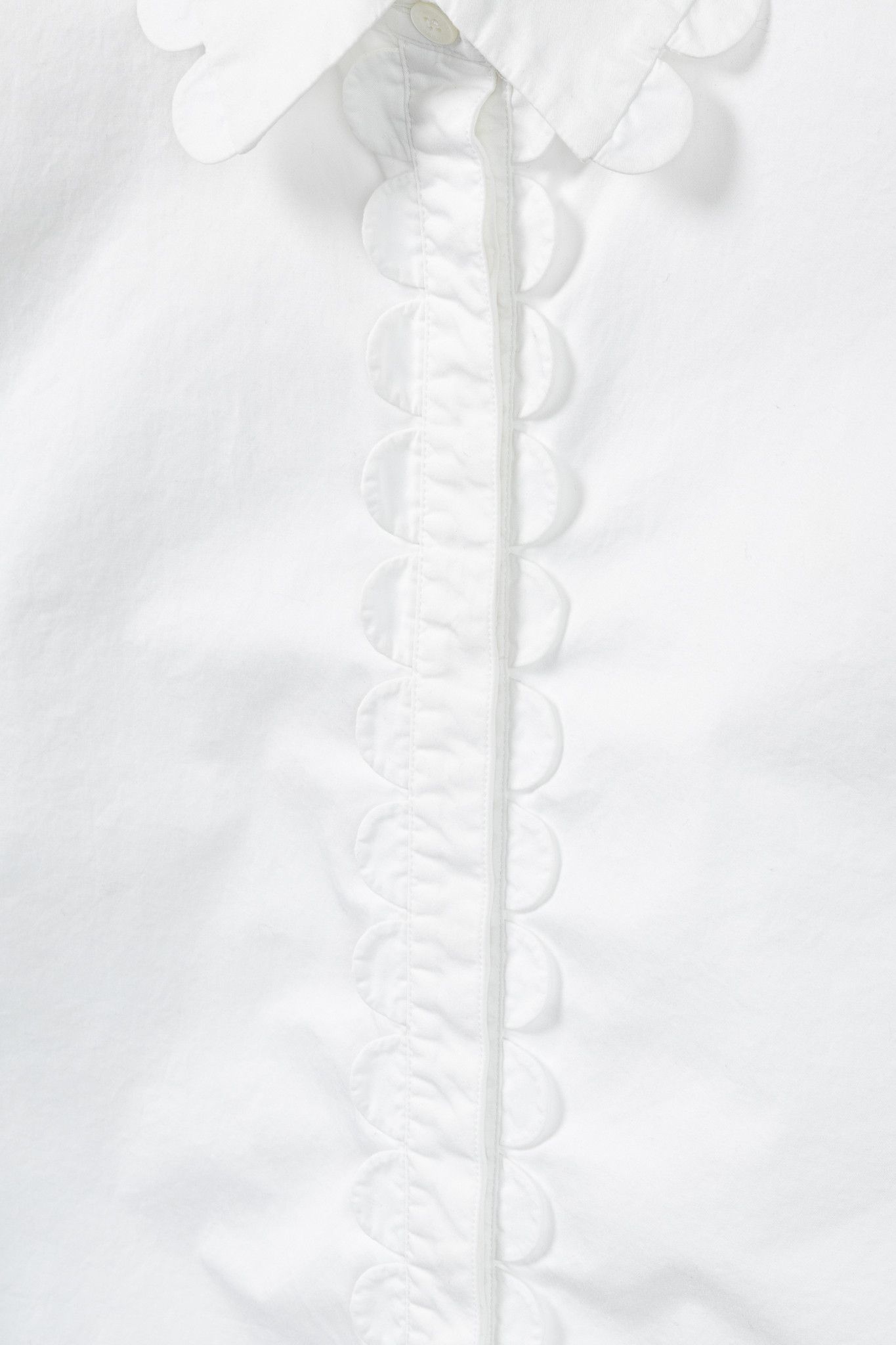 Burberry Burberry White Cotton-Poplin Scalloped-Trim Buttoned Shirt Size L / US 10 / IT 46 - 8 Thumbnail