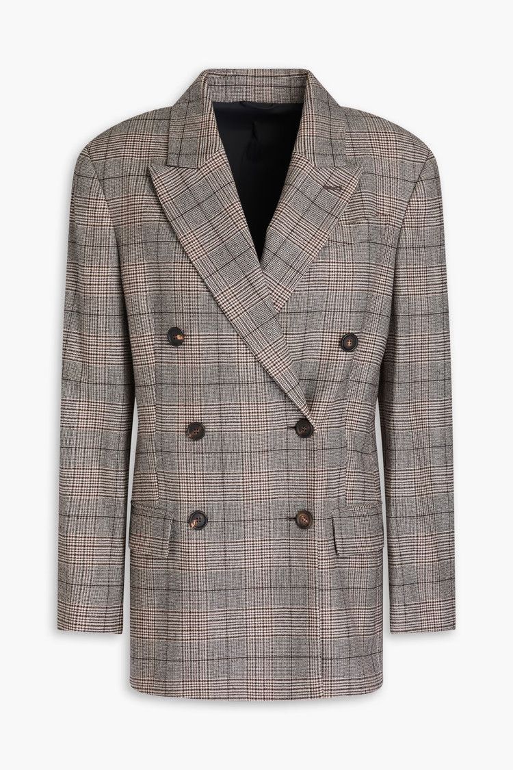 Brunello Cucinelli o1y0725 Checked Blazer in Dark Brown Size M / US 6-8 / IT 42-44 - 1 Thumbnail