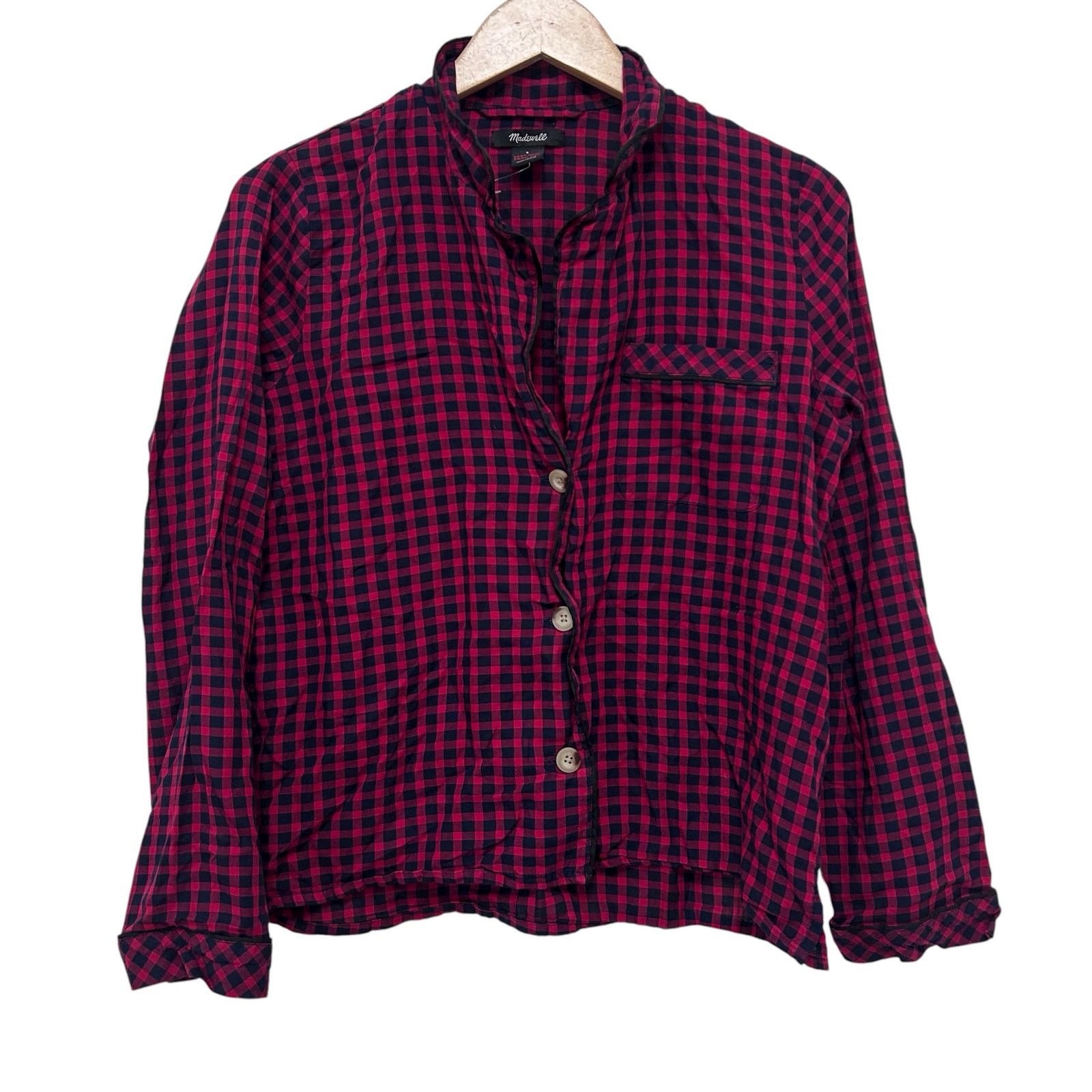 Madewell Madewell Red Black Gingham Long Sleeve Pajama Top Sz S Size S / US 4 / IT 40 - 1 Thumbnail