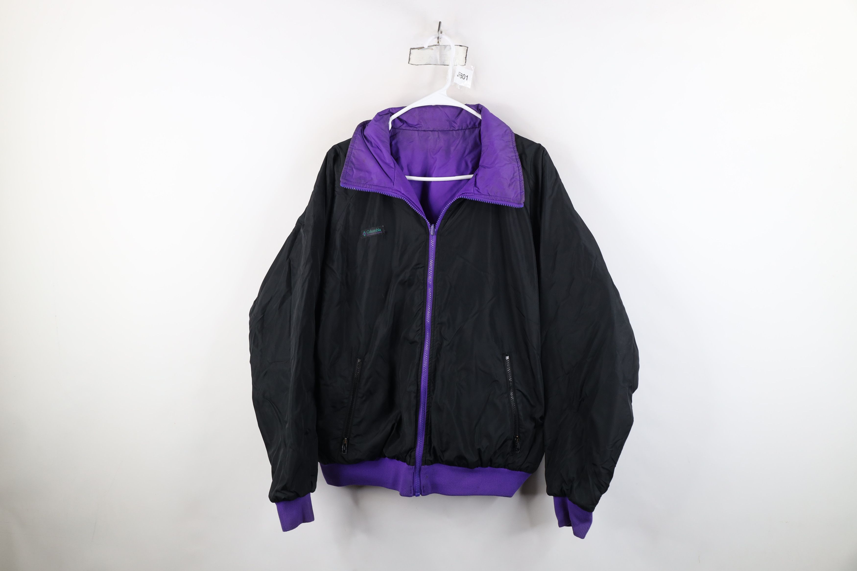 Columbia Vintage 90s Columbia Reversible Bomber Jacket Black Purple Size US L / EU 52-54 / 3 - 1 Thumbnail