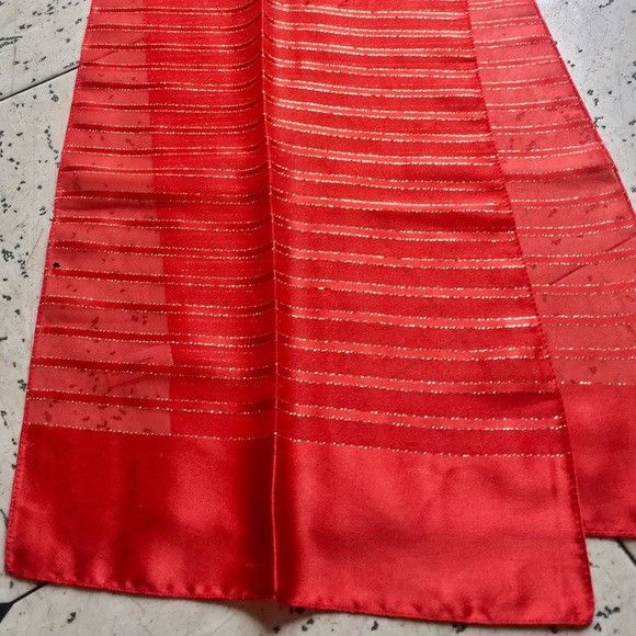 Vintage Vintage Red Metallic Stripe Scarf Handkerchief Size ONE SIZE - 1 Thumbnail