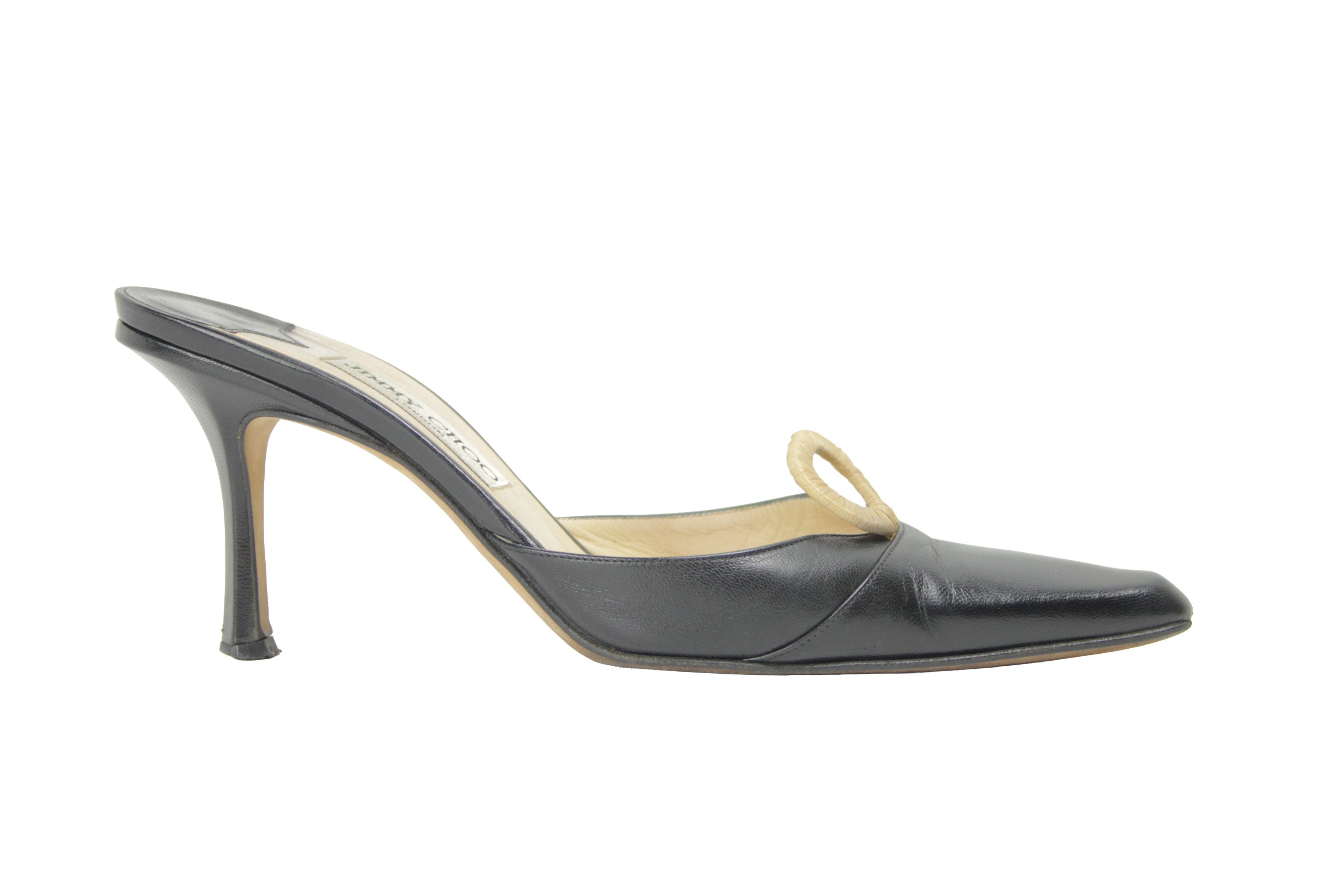 Jimmy Choo 00S Y2K Peep-Toe Heeled Mules Vintage Size US 8 / IT 38 - 1 Thumbnail