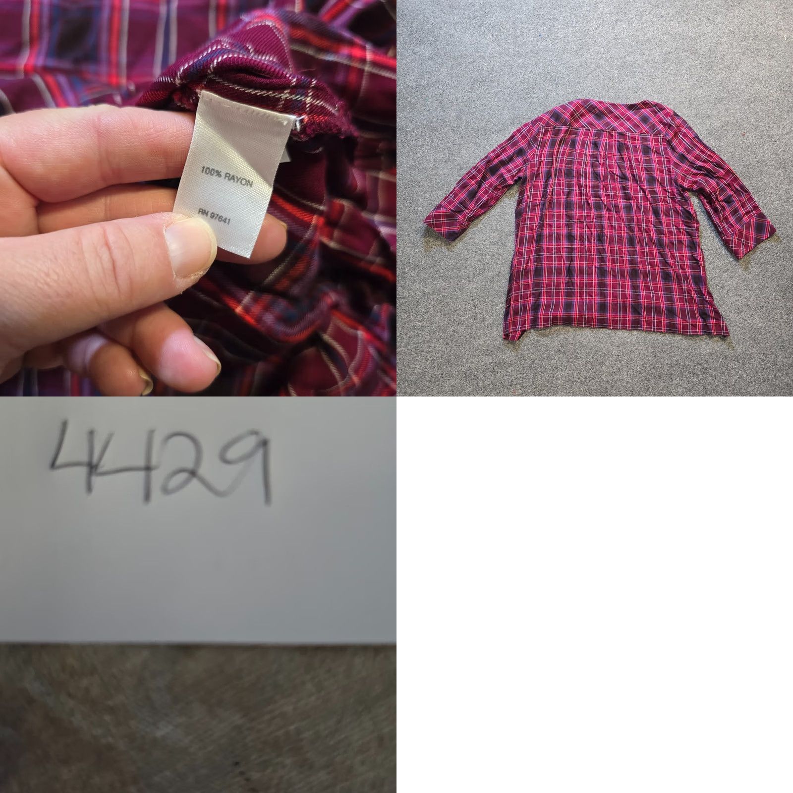J. Jill J. Jill Top Womens Size M Red Purple Plaid 3/4 Sleeve Pocket Casual Shirt Blouse Women's Vintage No Size M / US 6-8 / IT 42-44 - 8 Thumbnail