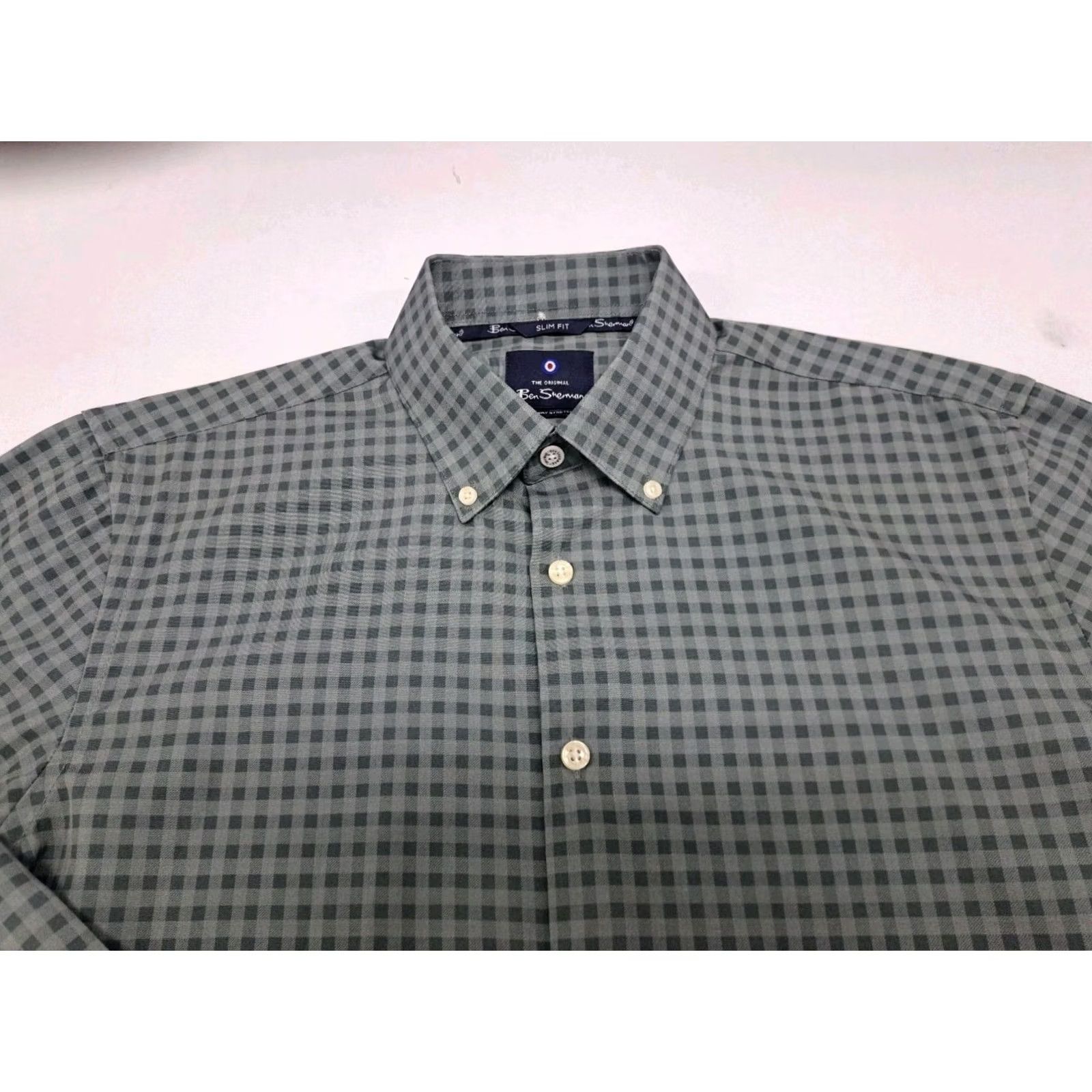 Ben Sherman Ben Sherman Mens Long Sleeve Slim Stretch Green Check Shirt 15/15.5 32-33 #7023 Size US M / EU 48-50 / 2 - 3 Thumbnail