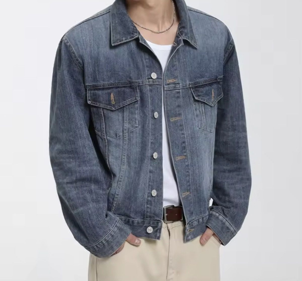 Japanese Brand Denim Jackets Turn-down Collar Korean Style Size US XXL / EU 58 / 5 - 4 Thumbnail