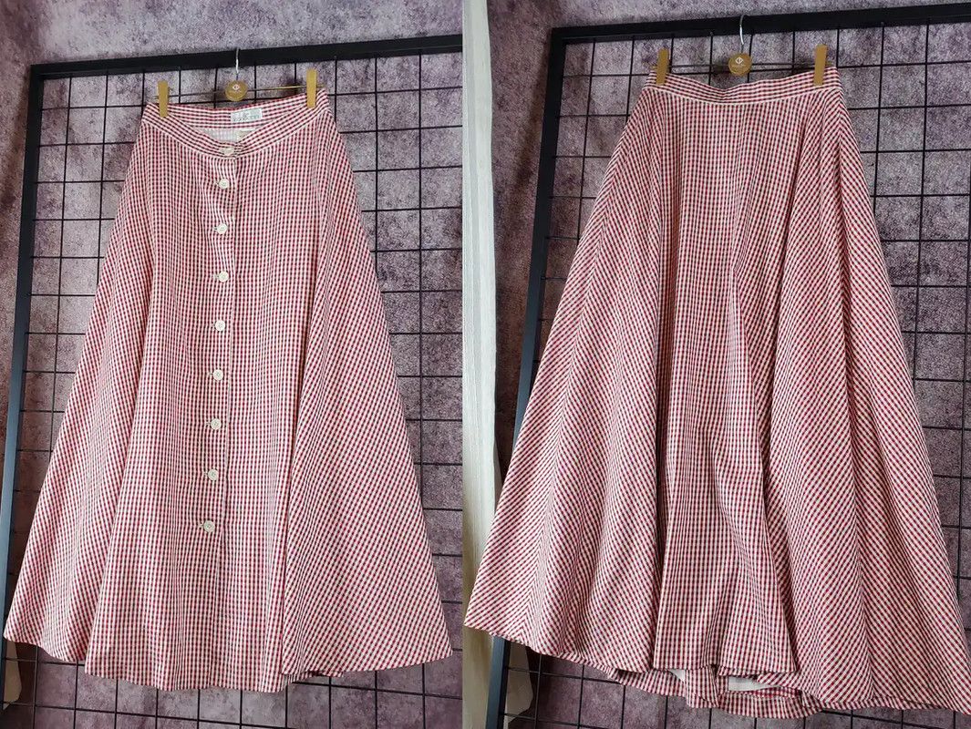 Givenchy Givenchy Pink Cotton Gingham Long Skirt 0089 Size 23" - 1 Thumbnail
