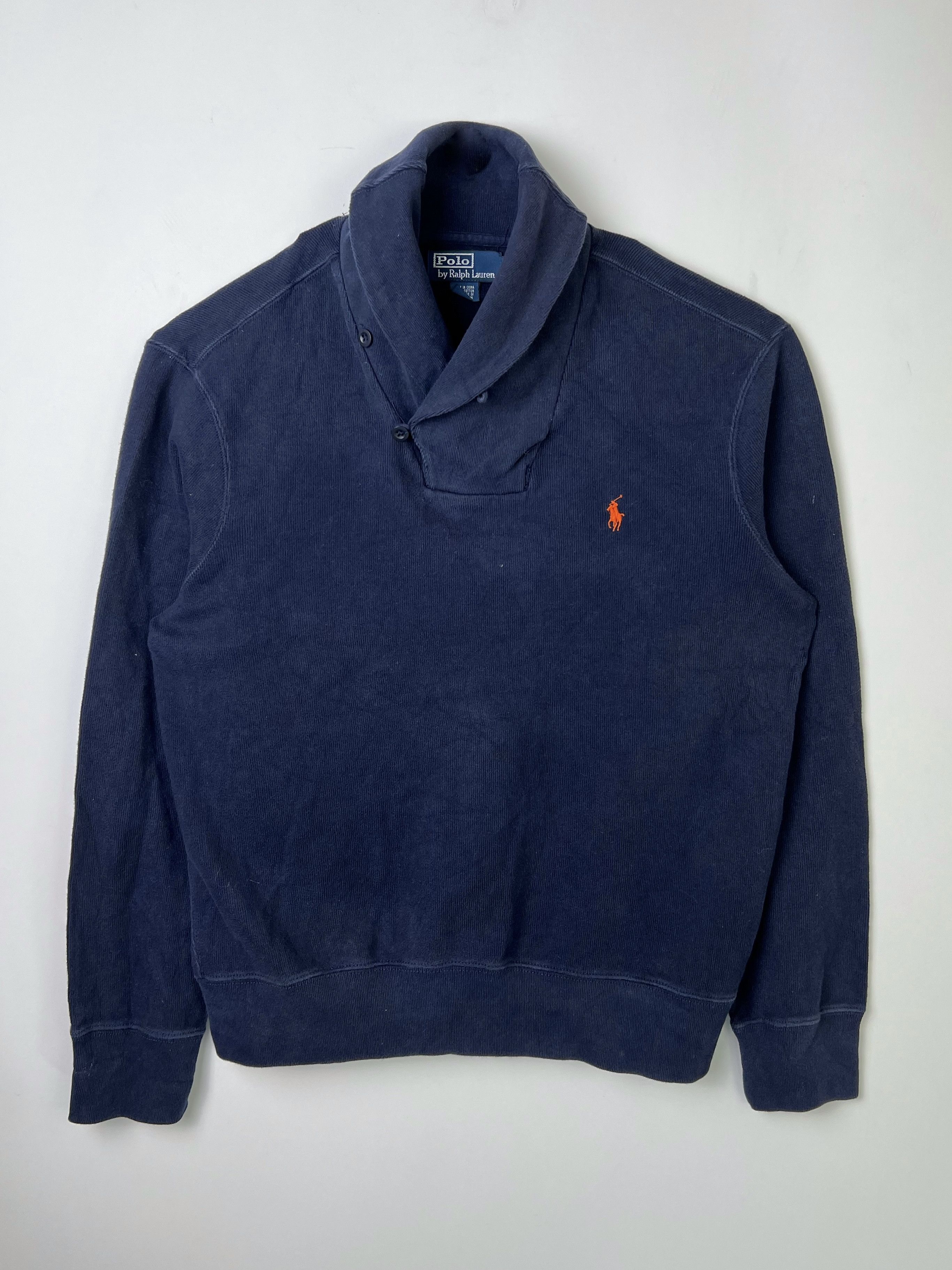 Polo Ralph Lauren Ralph Lauren Cotton Sweater Shawl Collar Navy Blue Large Size US L / EU 52-54 / 3 - 1 Thumbnail