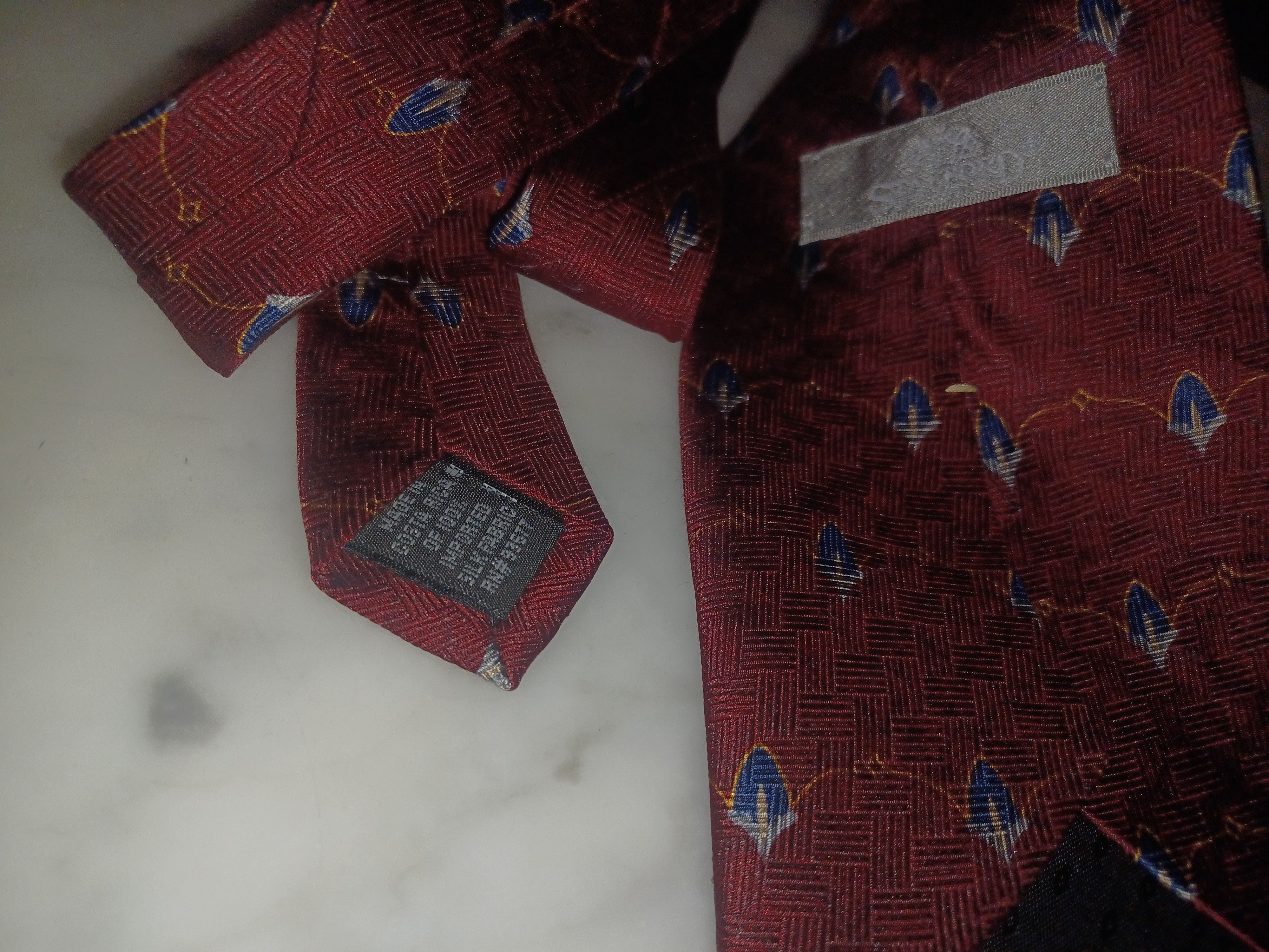 Stafford Stafford Men's 100% Silk Tie Maroon Size ONE SIZE - 2 Thumbnail