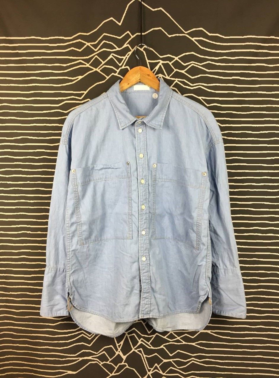 Japanese Brand CIROI by Egoist Light Wash Denim-Look Chambray Workshirt Size US M / EU 48-50 / 2 - 2 Thumbnail