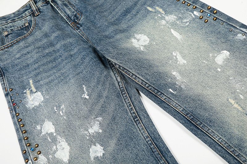 Jean American retro splatter graffiti jeans for men Size US 32 / EU 48 - 4 Thumbnail