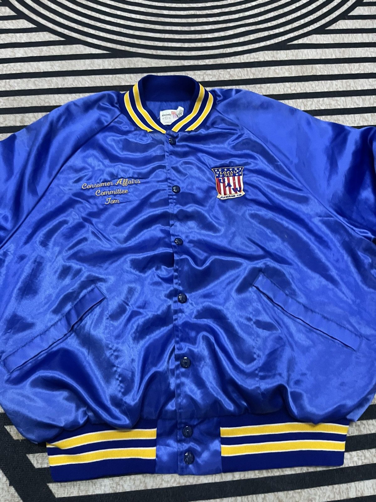 Vintage 80s UNION LOCAL UAW 148 AEROSPACE SATIN BOMBER JACKET XL Size US XL / EU 56 / 4 - 4 Thumbnail
