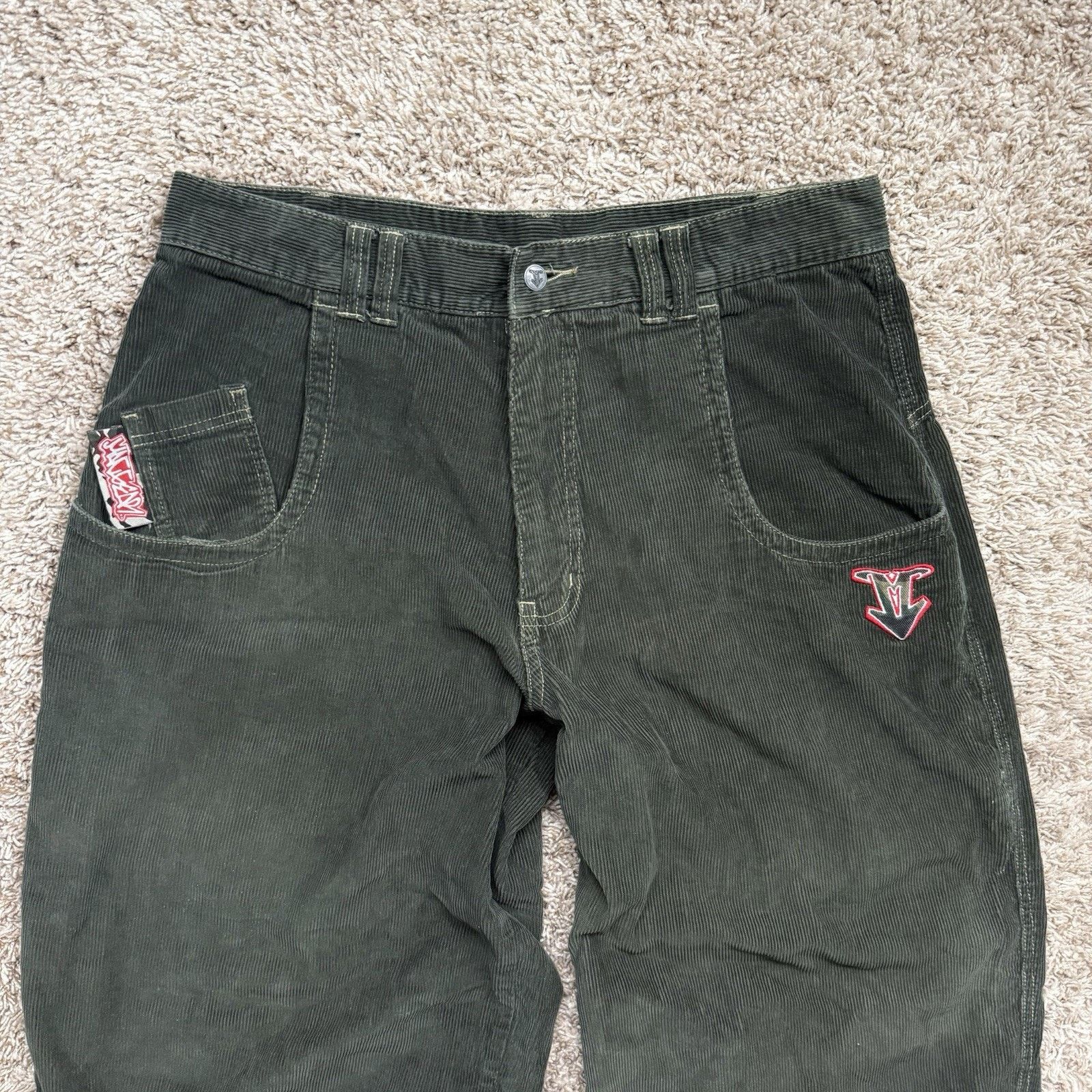 Vintage Vintage 90s MacGear Green Wide Leg Baggy Corduroy Rave Pants Size US 35 - 3 Thumbnail
