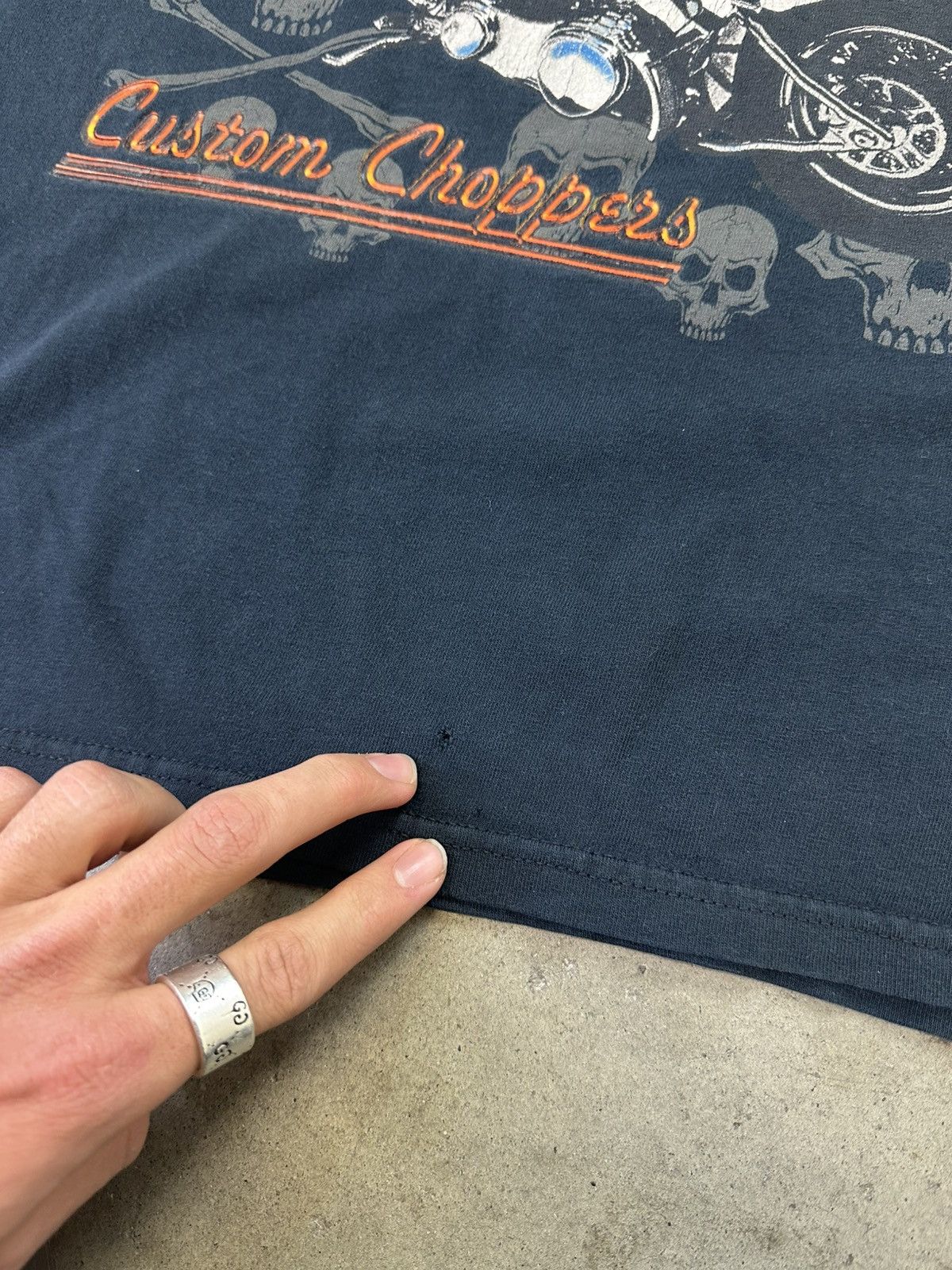 Vintage vintage custom choppers y2k motorcycle skull thrashed tee Size US XL / EU 56 / 4 - 4 Thumbnail