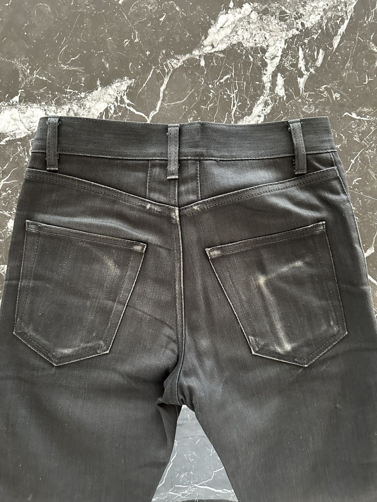 Saint Laurent Paris SS14 D05 Black Raw Denim High Waisted Skinny Jeans Size US 27 - 10 Thumbnail