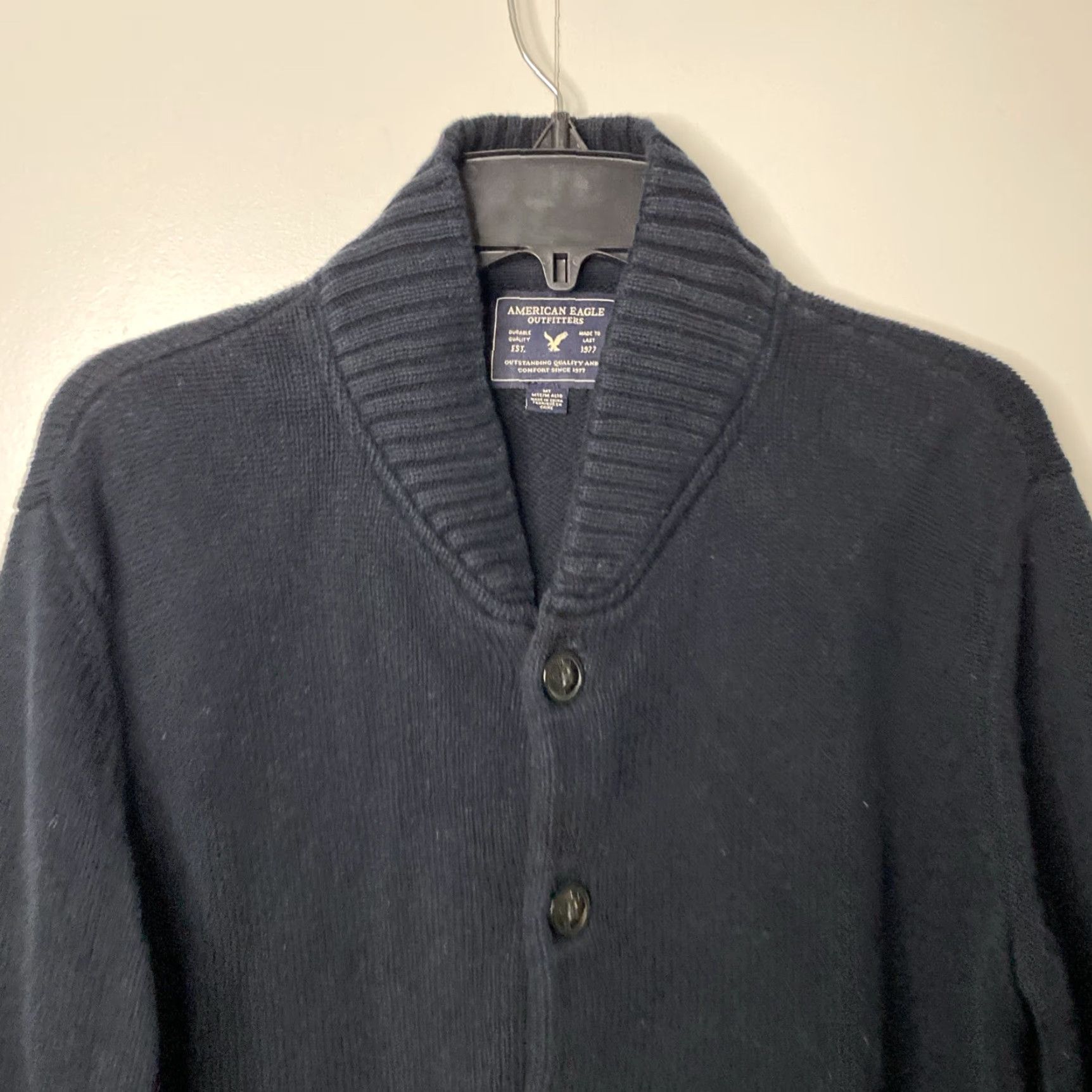 American Eagle Outfitters VINTAGE American Eagle Mens Cardigan Big & Tall MT Navy Grey Y2K Sweater Size US M / EU 48-50 / 2 - 5 Thumbnail