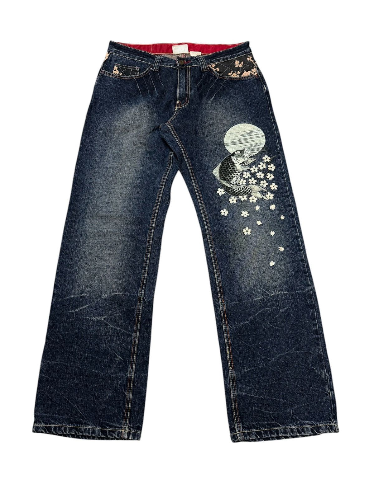 Japanese Brand INFINITY MULTIPOCKET KOI KARAKURI TAMASHII DESIGN DENIM Size US 33 - 8 Thumbnail