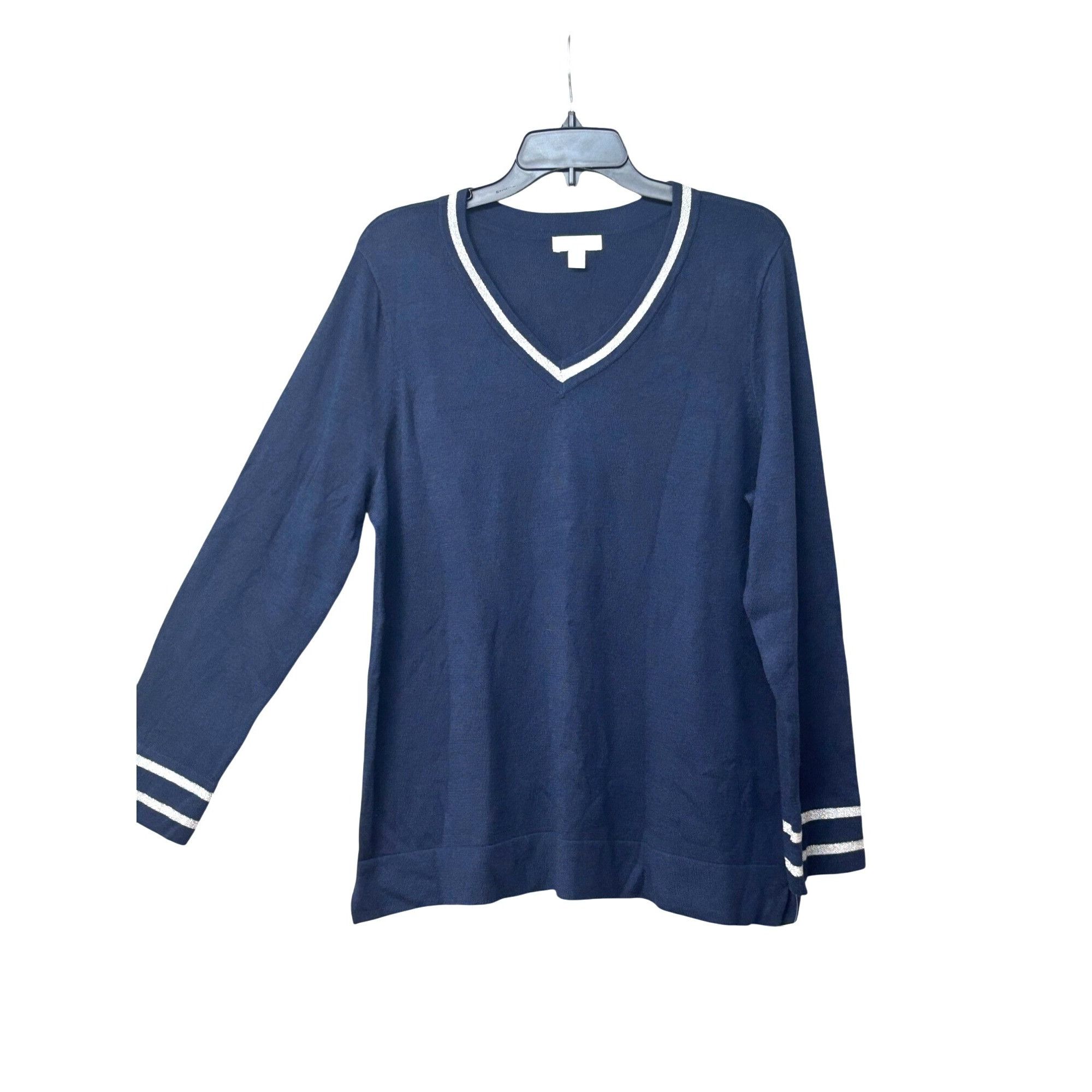 Charter Club Charter Club Metallic Trim Sweater, Intrepid Blue, Sz. XXL Size XXL / US 16-18 / IT 52-54 - 2 Thumbnail