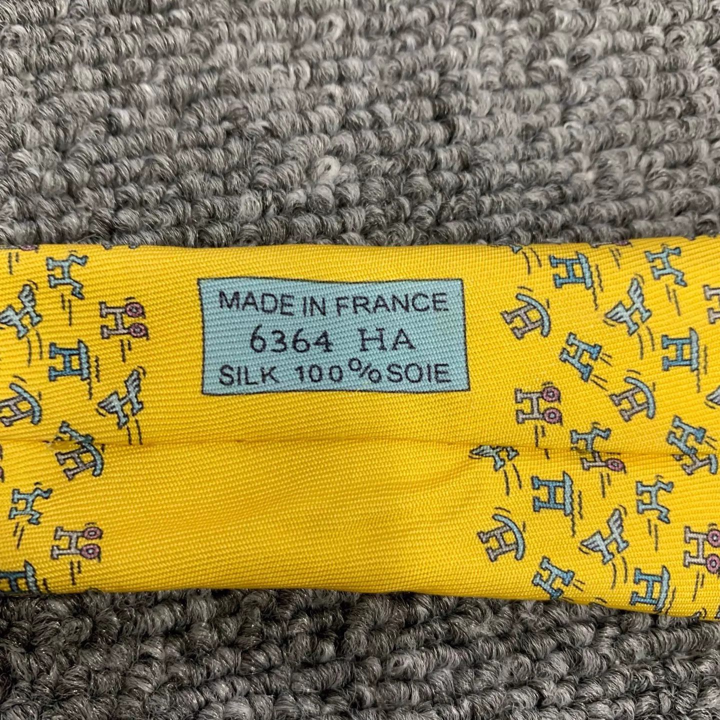 Hermes Hermes Yellow H All-Over Print Silk Tie 9/10 w/ Box Size ONE SIZE - 8 Thumbnail