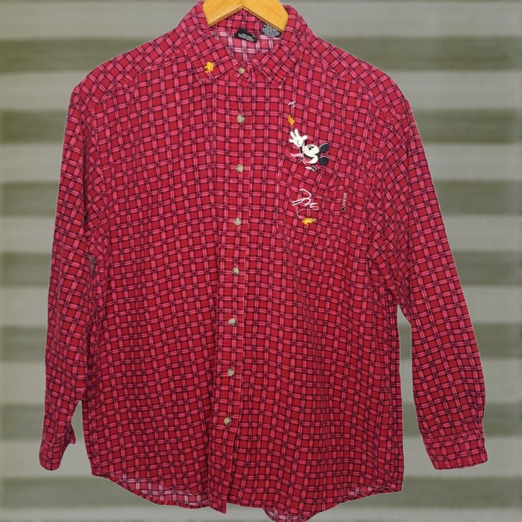 Mickey Unlimited VINTAGE Mickey Unlimited Mickey Mouse Shirt Women L Long Sleeve Red Plaid 90s Size L / US 10 / IT 46 - 1 Thumbnail