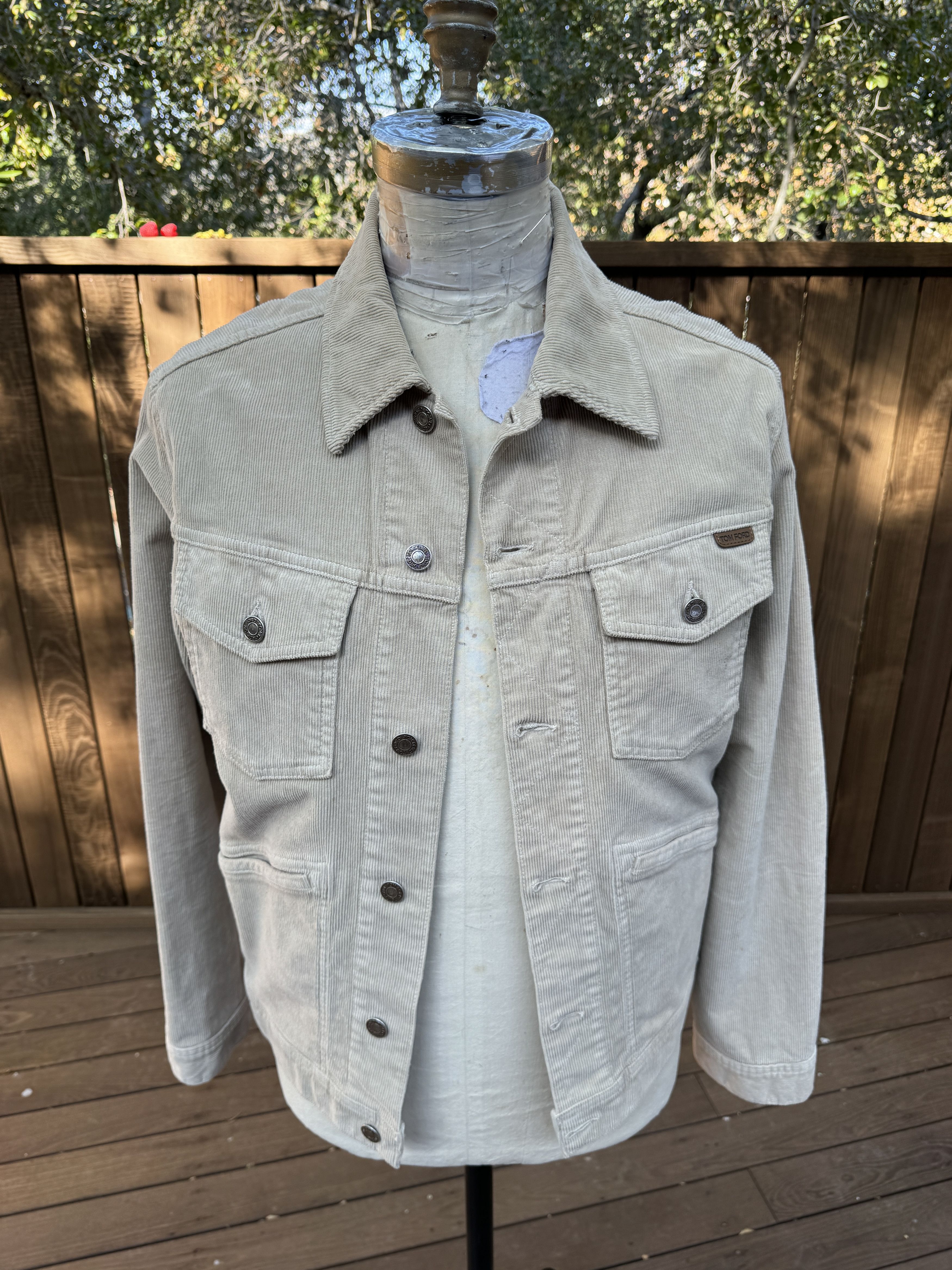 image of Tom Ford Med Corduroy Khaki Jean Jacket Cut Lightwait Coat, Men's (Size Medium)