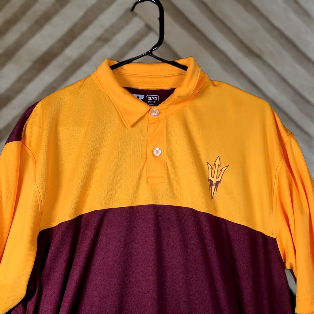 Vintage Russell Mens Polo Maroon Gold Arizona State Logo Short Sleeve XL Shirt Size US XL / EU 56 / 4 - 1 Thumbnail