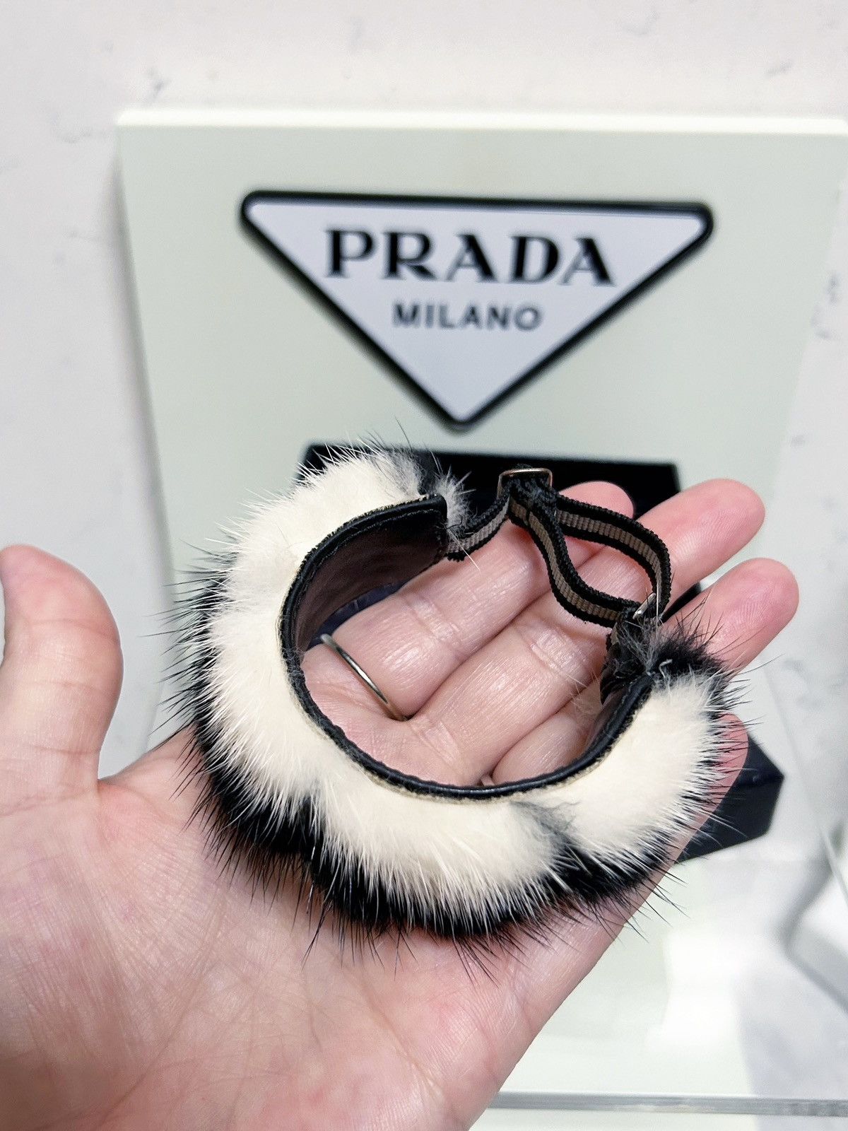 Prada Authentic Prada Rare Runway Mink Cream & Black Fur Bracelet Size ONE SIZE - 4 Thumbnail