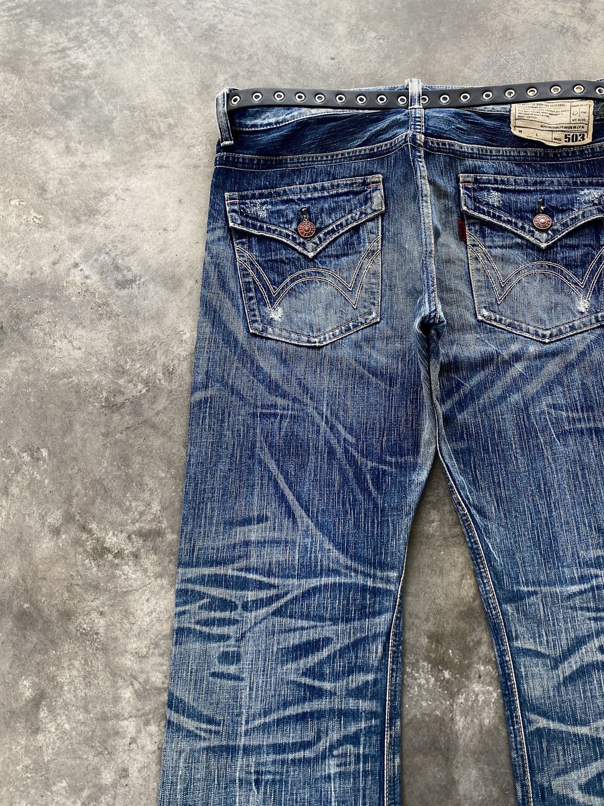 If Six Was Nine Vtg Edwin Jpn Flared Denim Crazy Fade Distressed 🇯🇵 Size US 37 - 11 Thumbnail