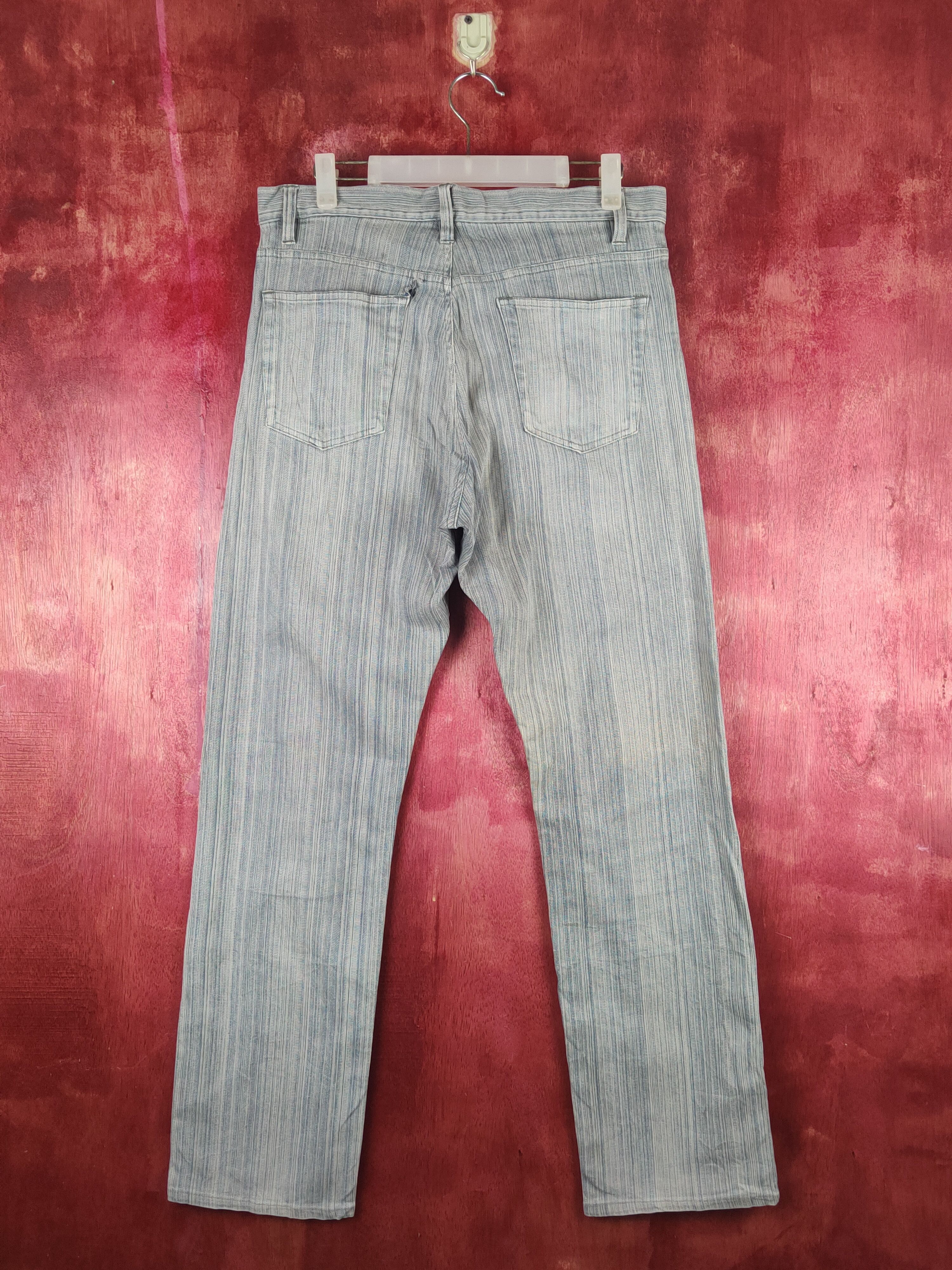 Japanese Brand Root Three Blue White Stripe Distressed Ripped Jeans #S2371 Size US 32 / EU 48 - 7 Thumbnail