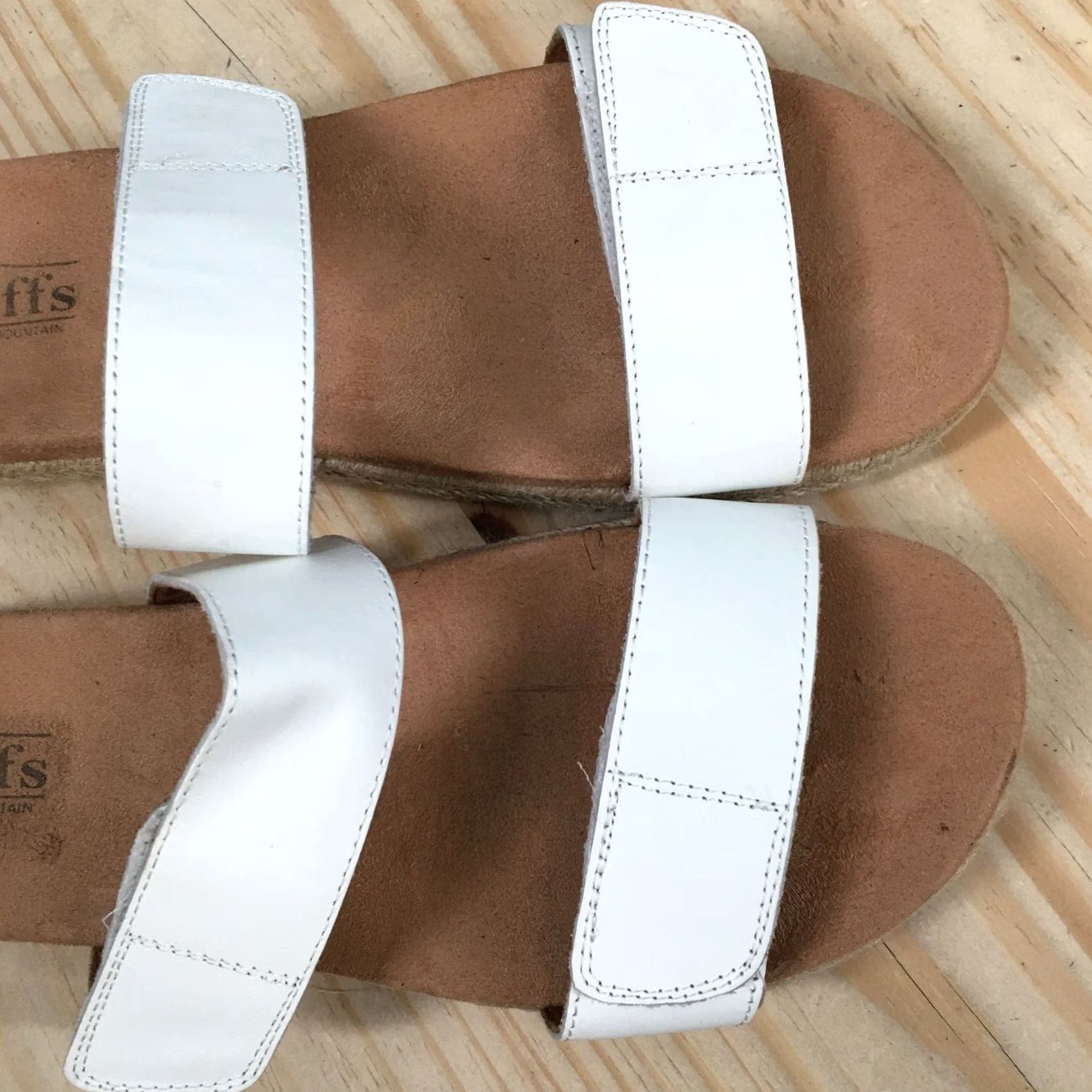 Vintage Cliffs by White Mountain Sandals Womens 10 M Tionna Slide White Leather Open Toe Casual Slip On Shoes Size US 10 / IT 40 - 6 Thumbnail
