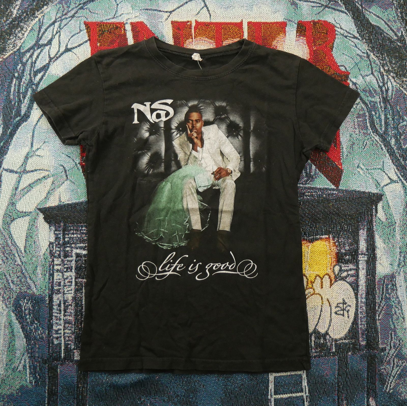 Rap Tees × Vintage Vintage 2012 Tultex NAS 'Life is Good' Women's Rap Tee Size M / US 6-8 / IT 42-44 - 1 Thumbnail