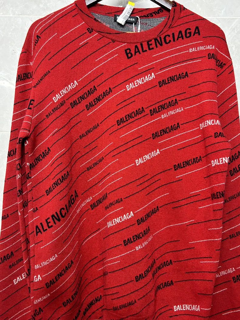 Balenciaga Balenciaga Red knitted full-printed sweater Size US S / EU 44-46 / 1 - 4 Thumbnail