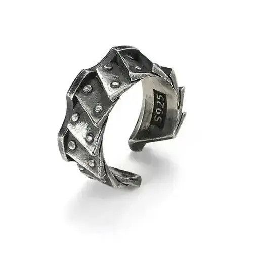 Vintage Machine Gear Pattern Men Index Finger Ring Size ONE SIZE - 1 Thumbnail